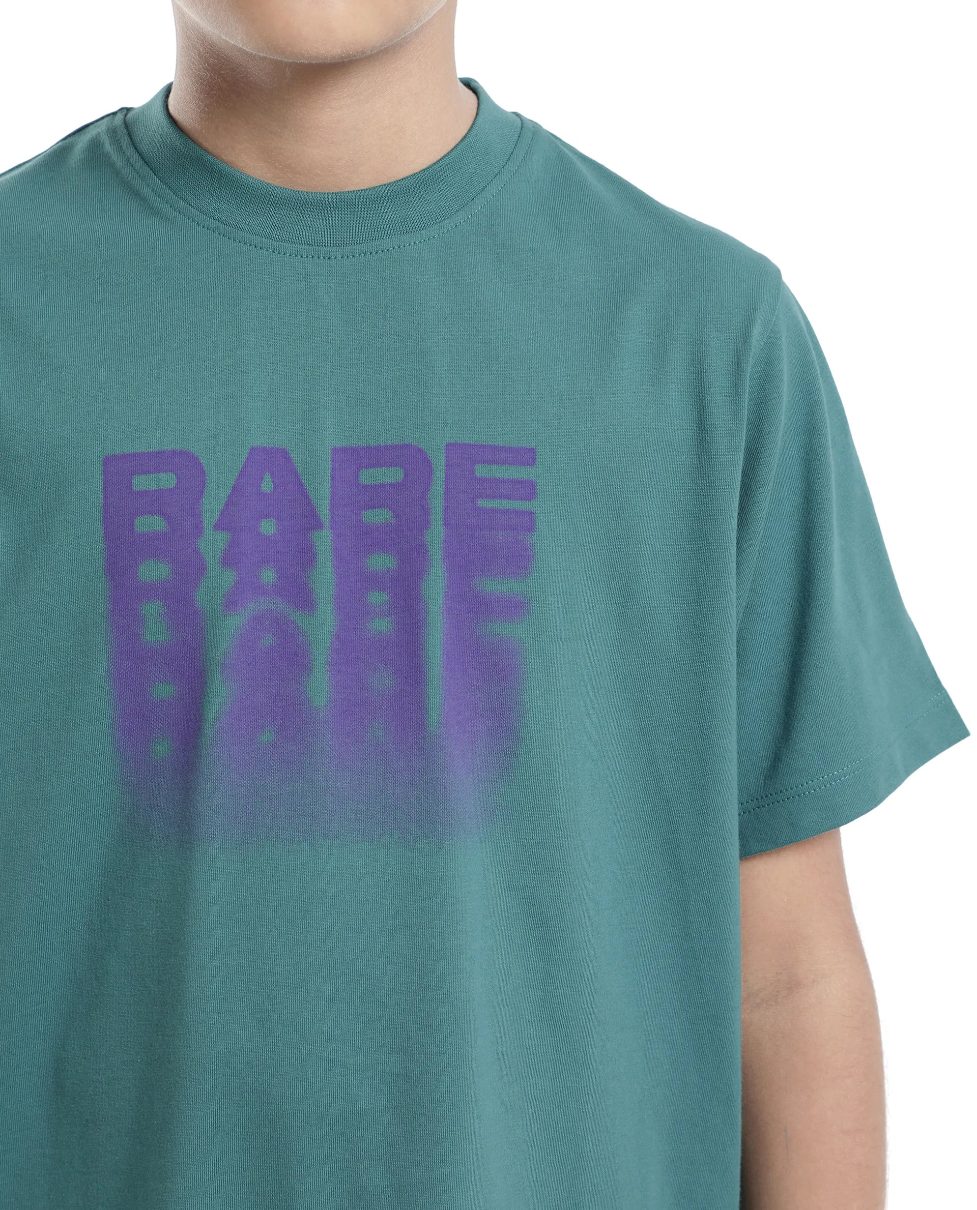 Rare Ones Kids Act-K Dark Green Cotton Solid Slip-On Regular Fit T-Shirt