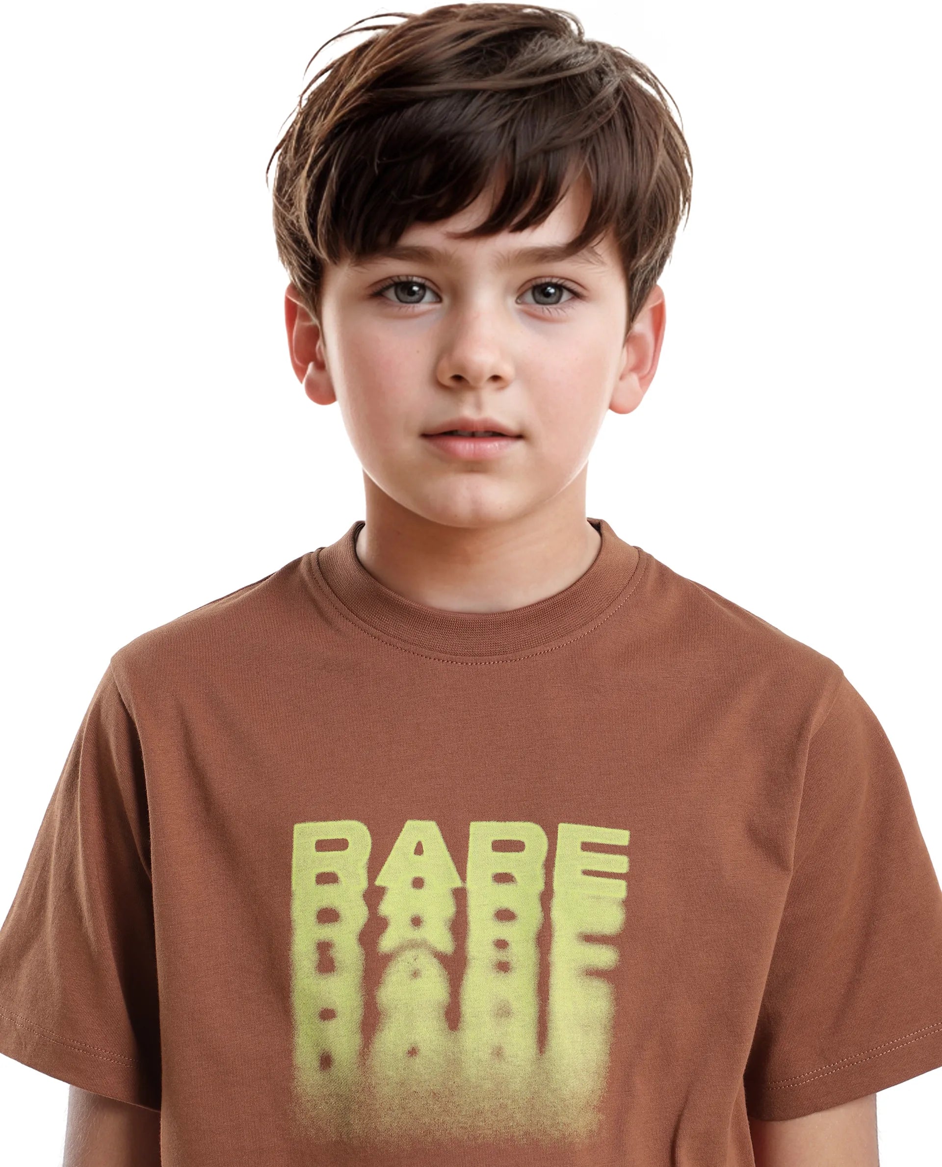 Rare Ones Kids Act-K Brown Cotton Printed Slip-On Regular Fit T-Shirt