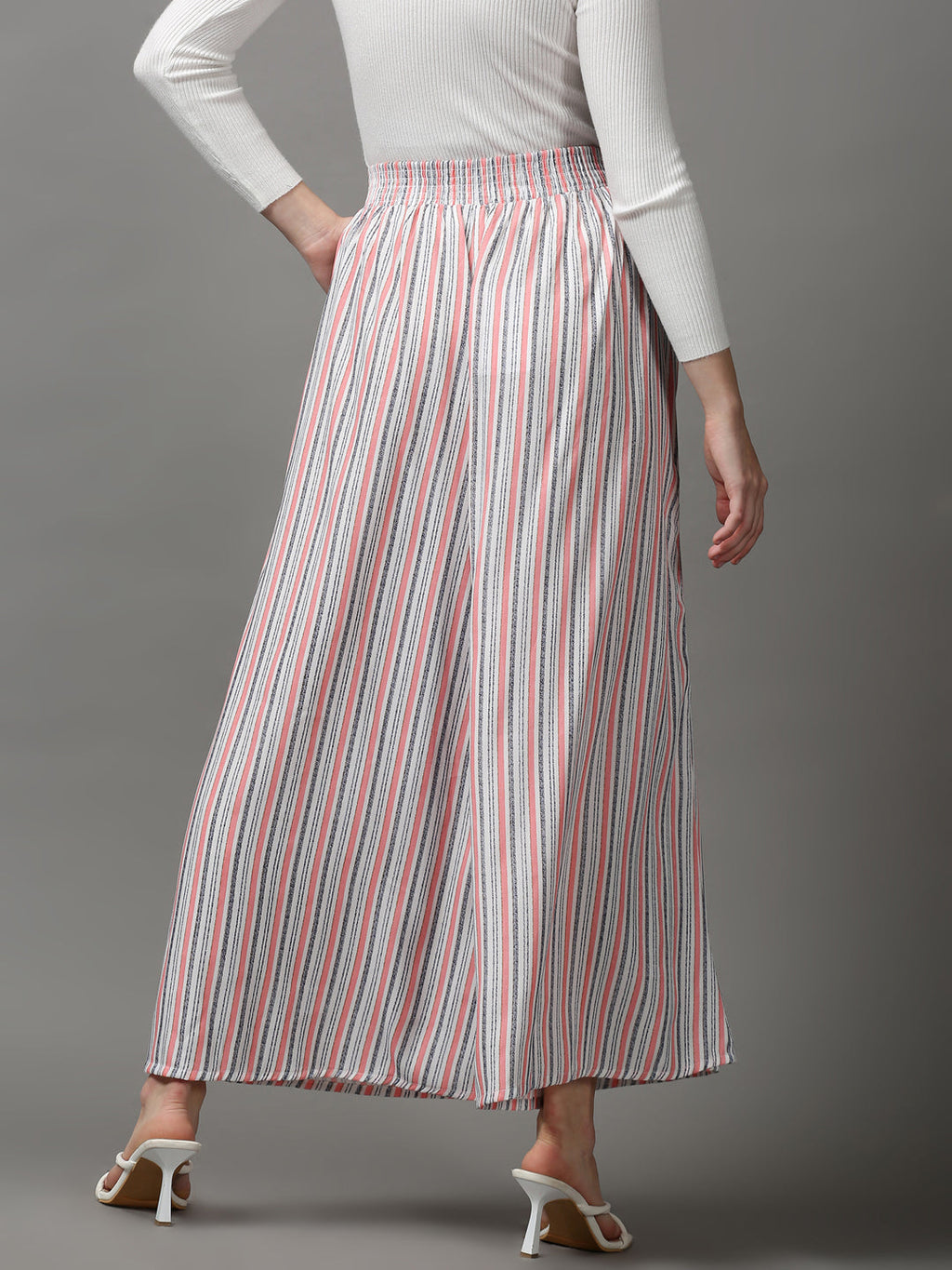 Women's Multi Striped Flared Culottes Trouser