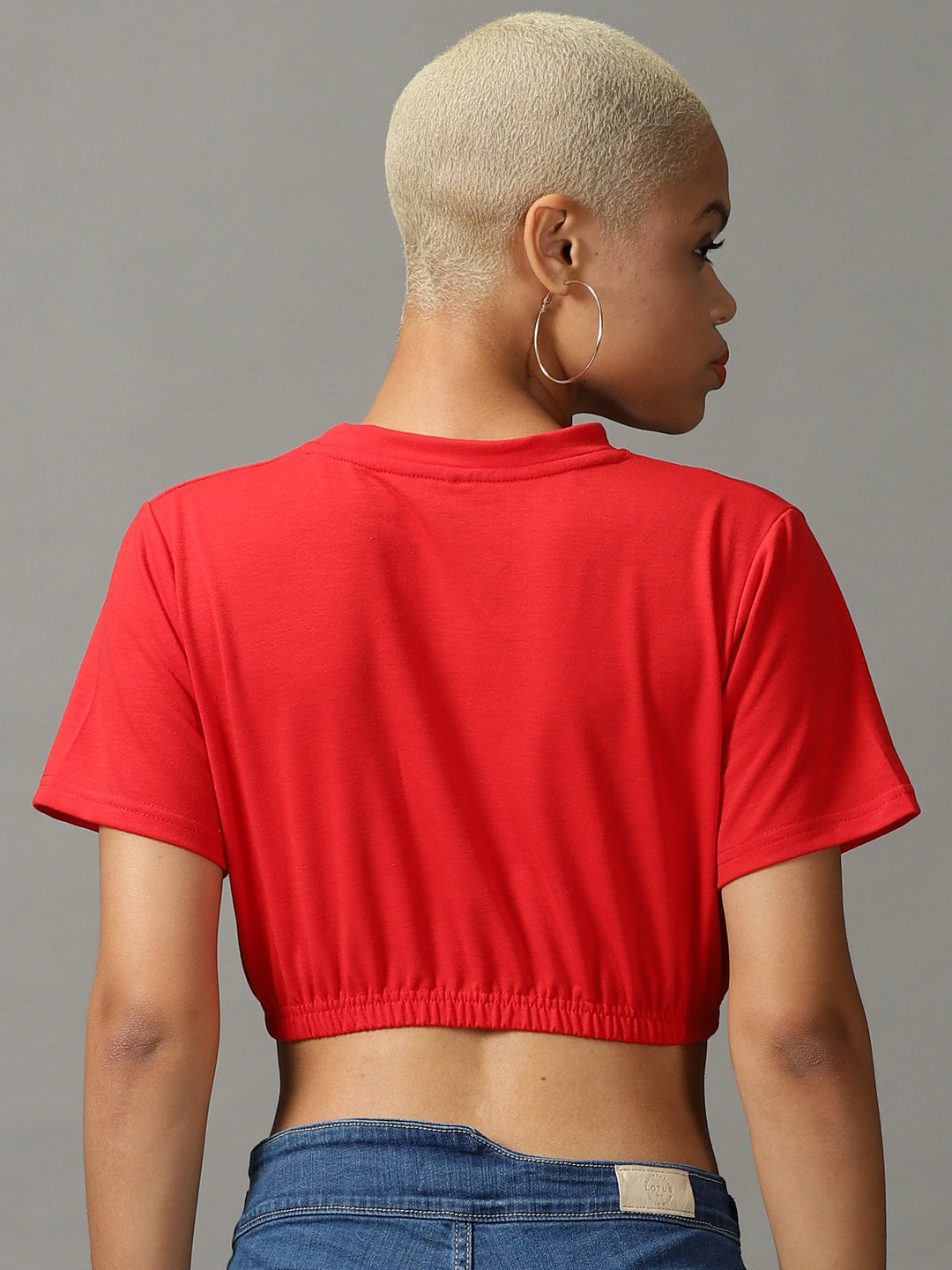 Women's Red Blouson Crop Top
