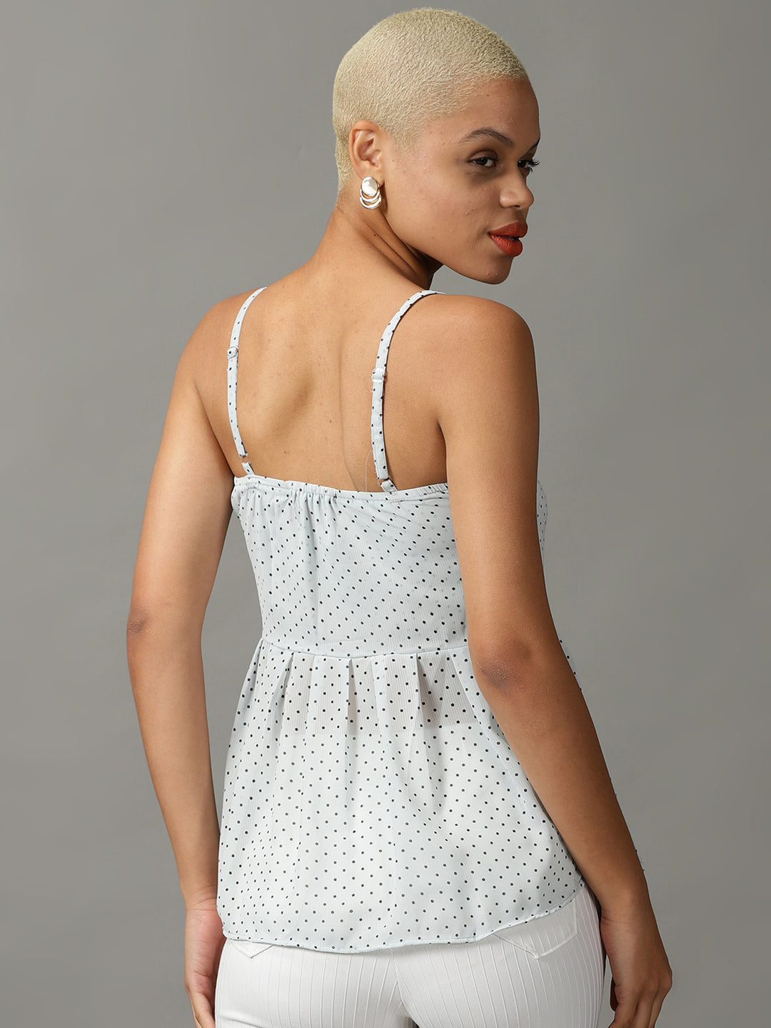 Women's Blue Printed Georgette Peplum Top