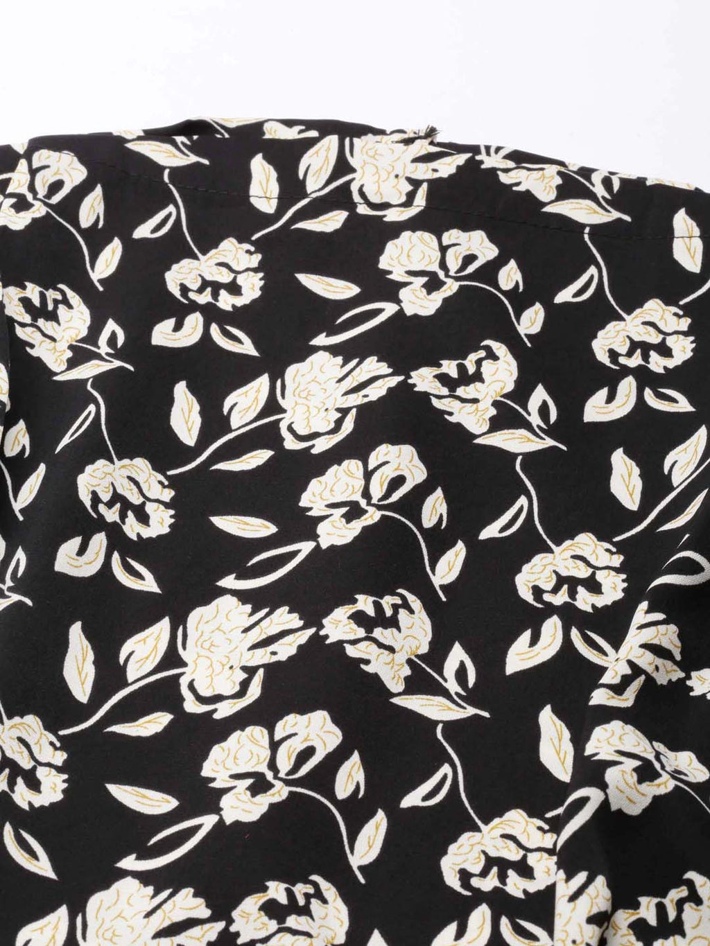 Women's Black Floral Printed High Neck Crepe Blouson Crop Top