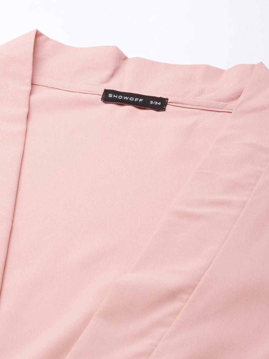 Women's Peach Puffed Sleeves Tie-Ups Crepe Wrap Crop Top