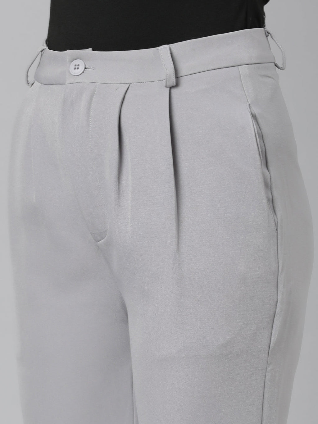 Women's Grey Relaxed Straight Leg Flared Cotton Bootcut Trouser