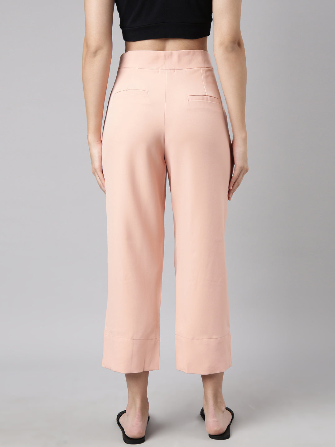 Women's Peach Comfort Straight Fit Cotton Parallel Trouser