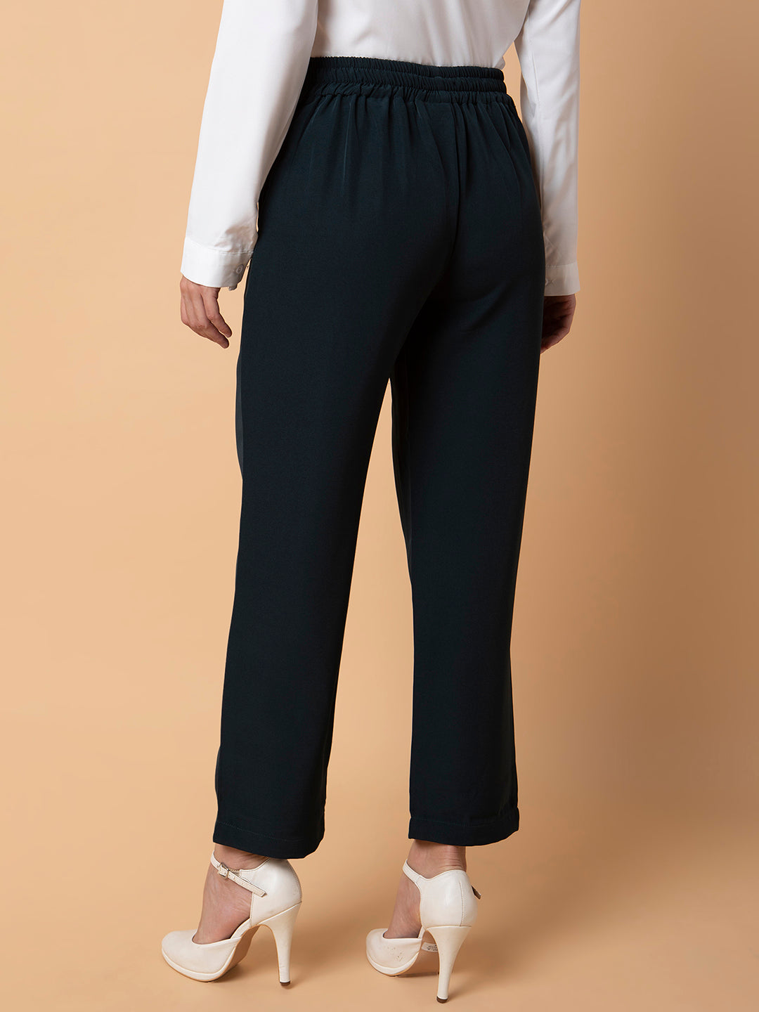 Women's Green Comfort Slim Fit Trousers
