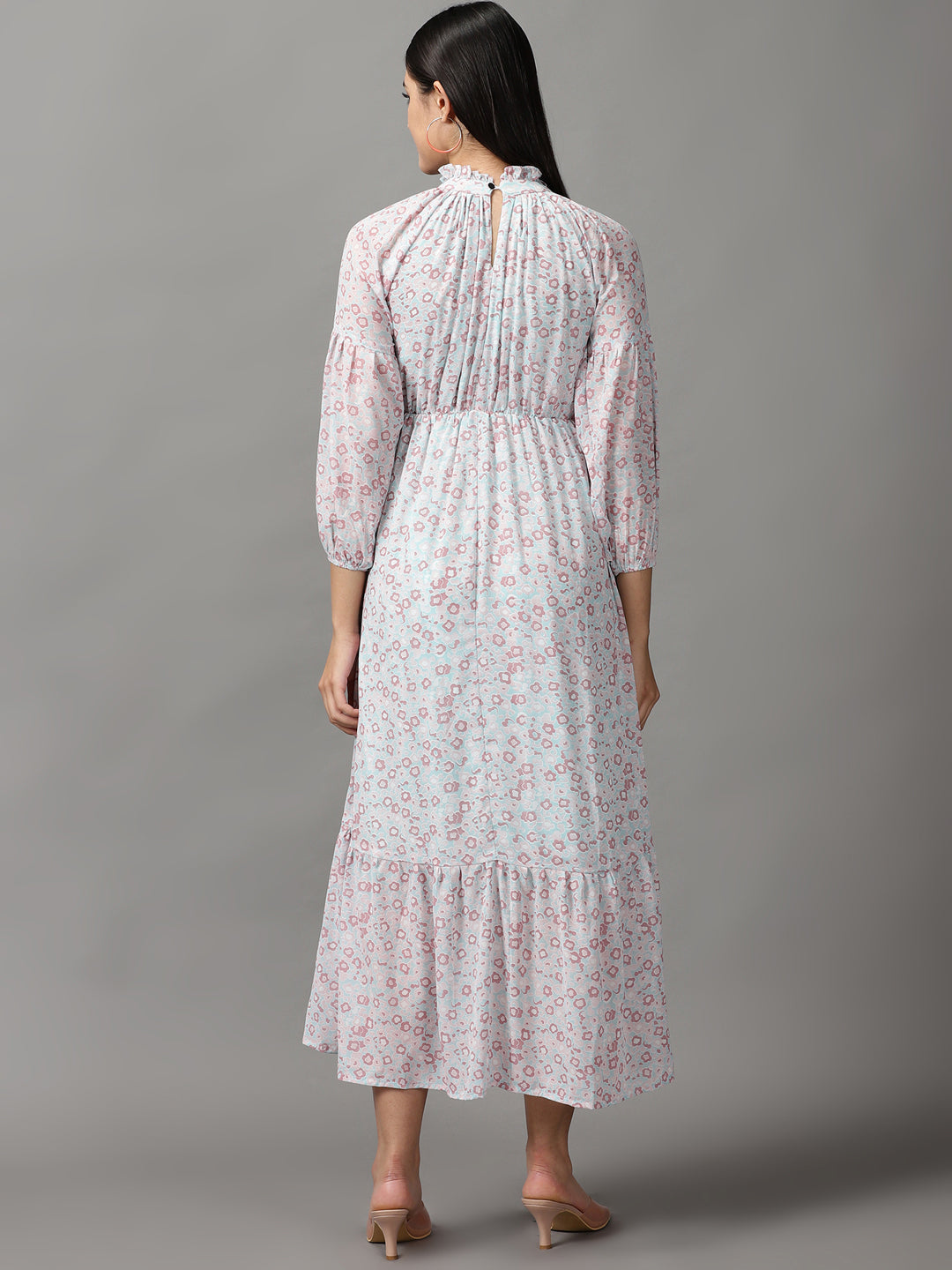 Women's Multi Floral Chiffon Fit & Flare Dress
