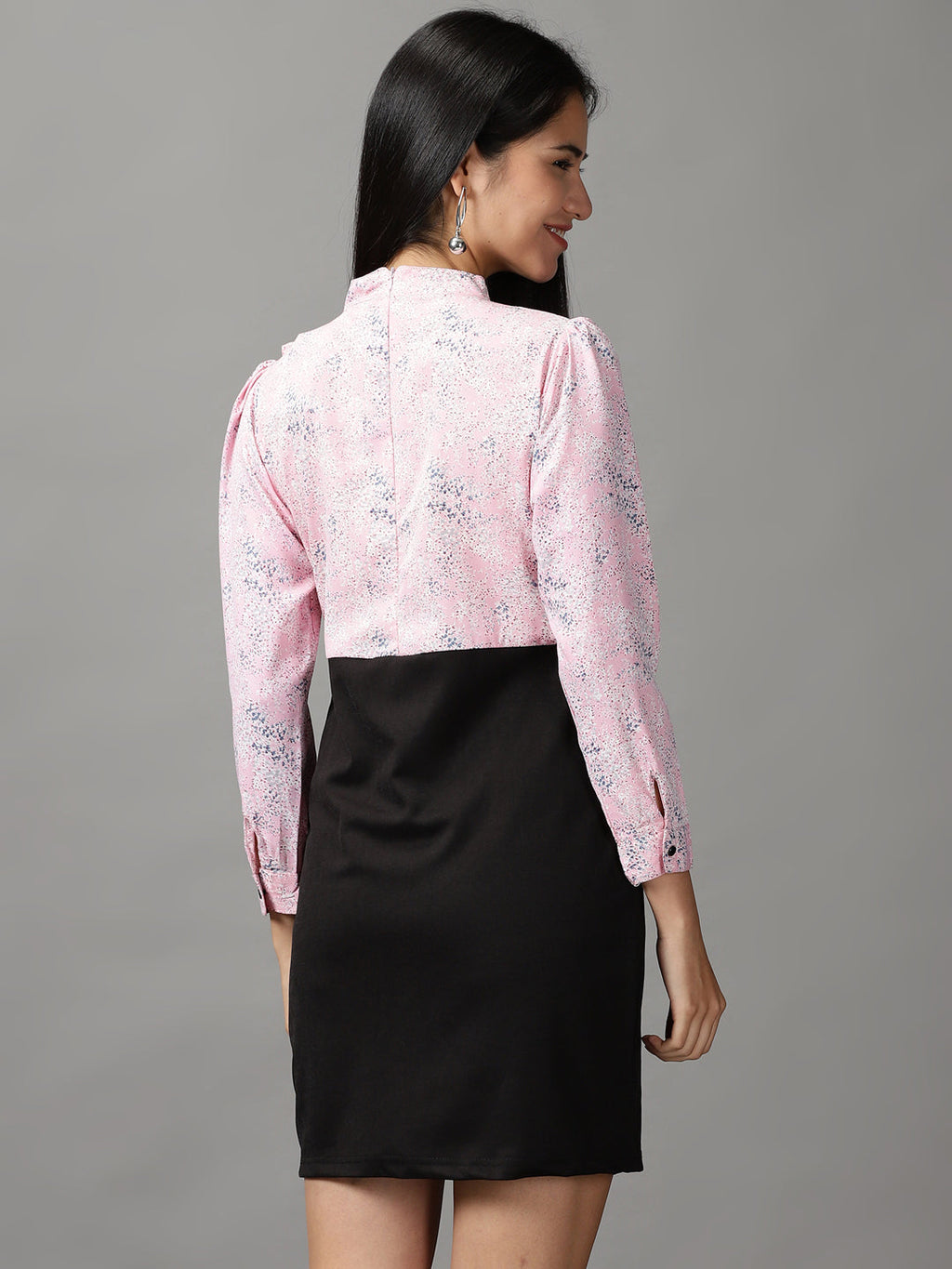 Women's Pink Abstract Printed Fit and Flare Dress