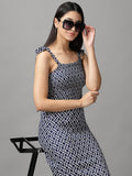 Women's Navy Blue Fit & Flare Dress