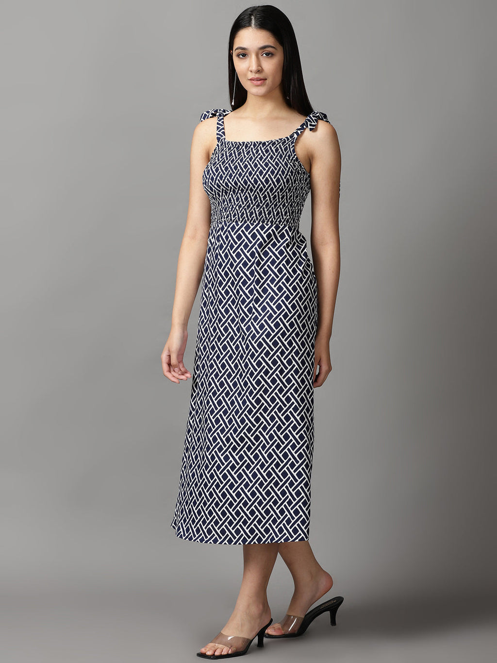 Women's Navy Blue Fit & Flare Dress