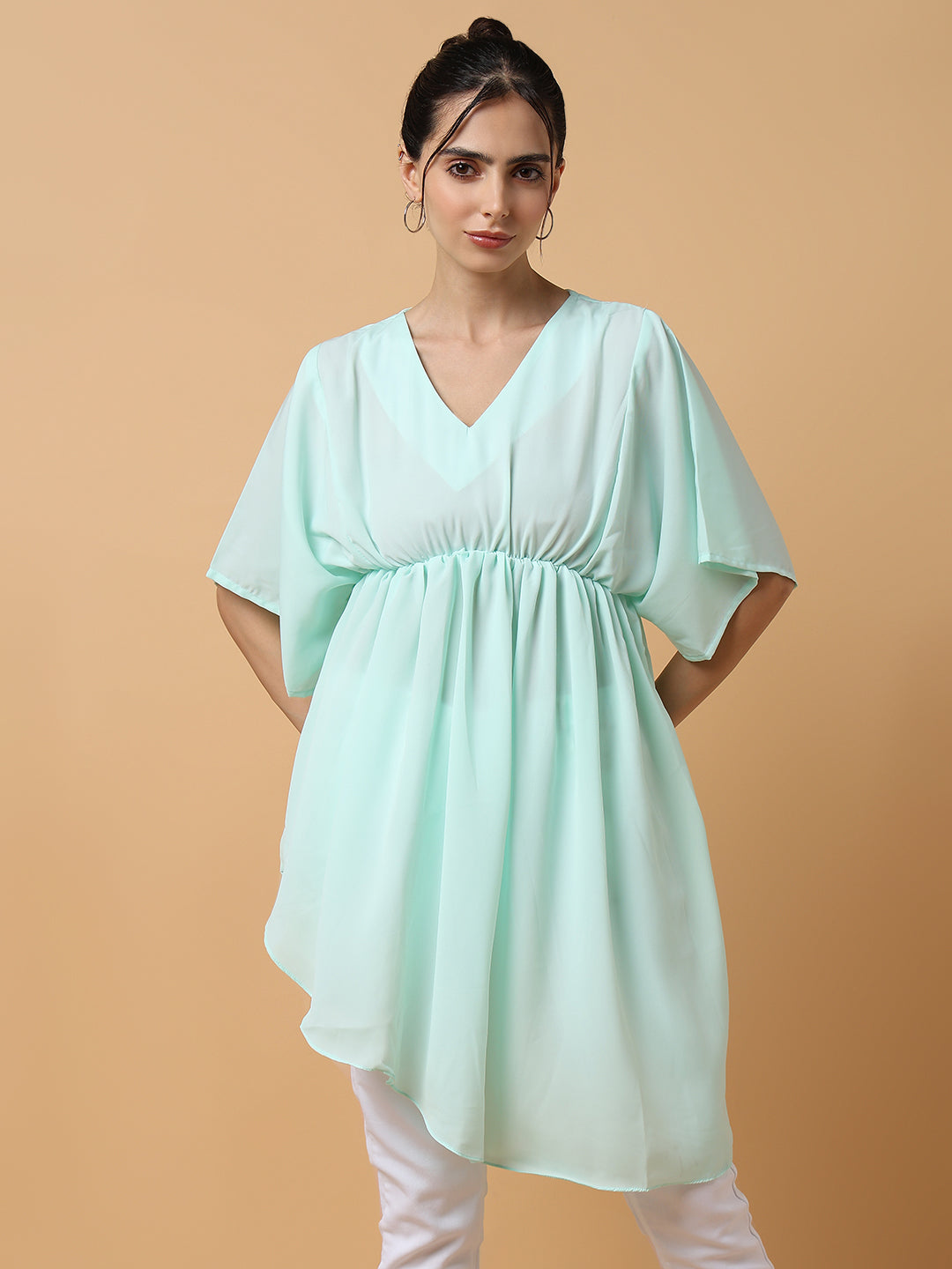 Women's Sea Green Fit & Flare Top