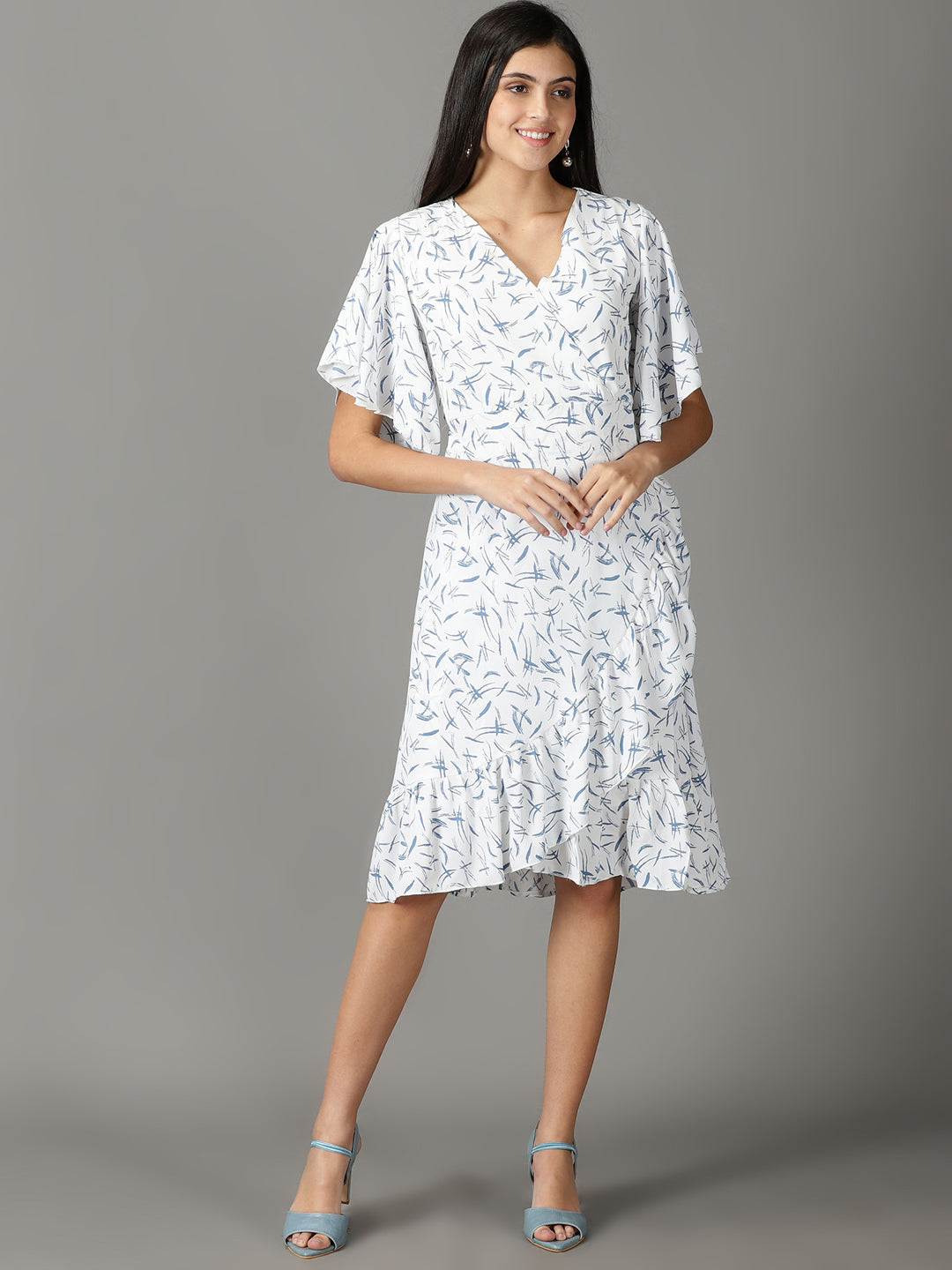 Women's White Crepe Wrap Dress