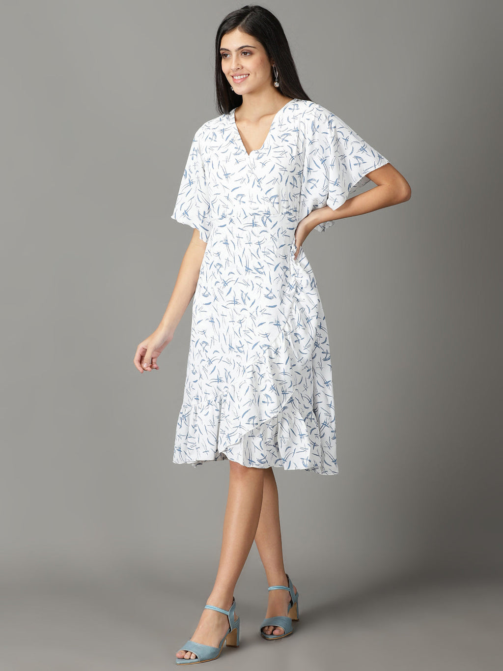 Women's White Crepe Wrap Dress