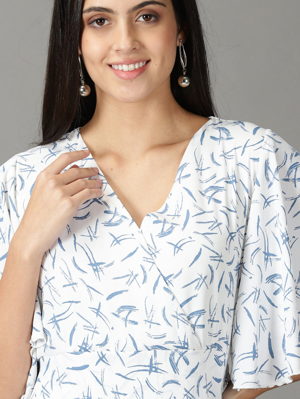 Women's White Crepe Wrap Dress