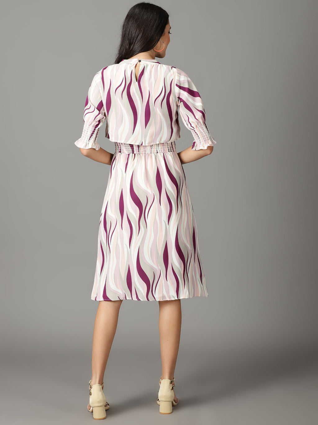Women's Off White Chiffon A-Line Midi Dress