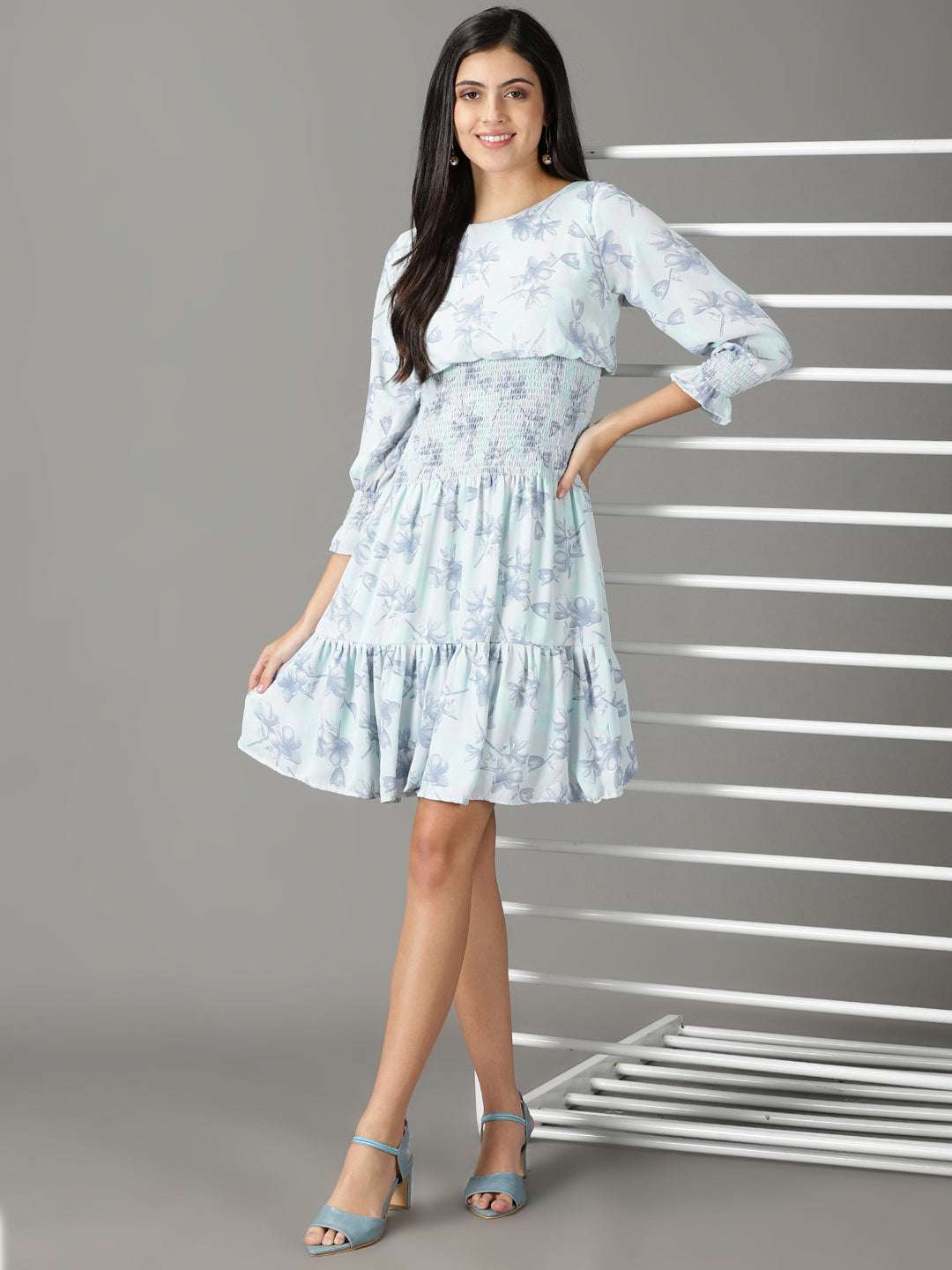 Women's Sea Green Floral Printed Dress