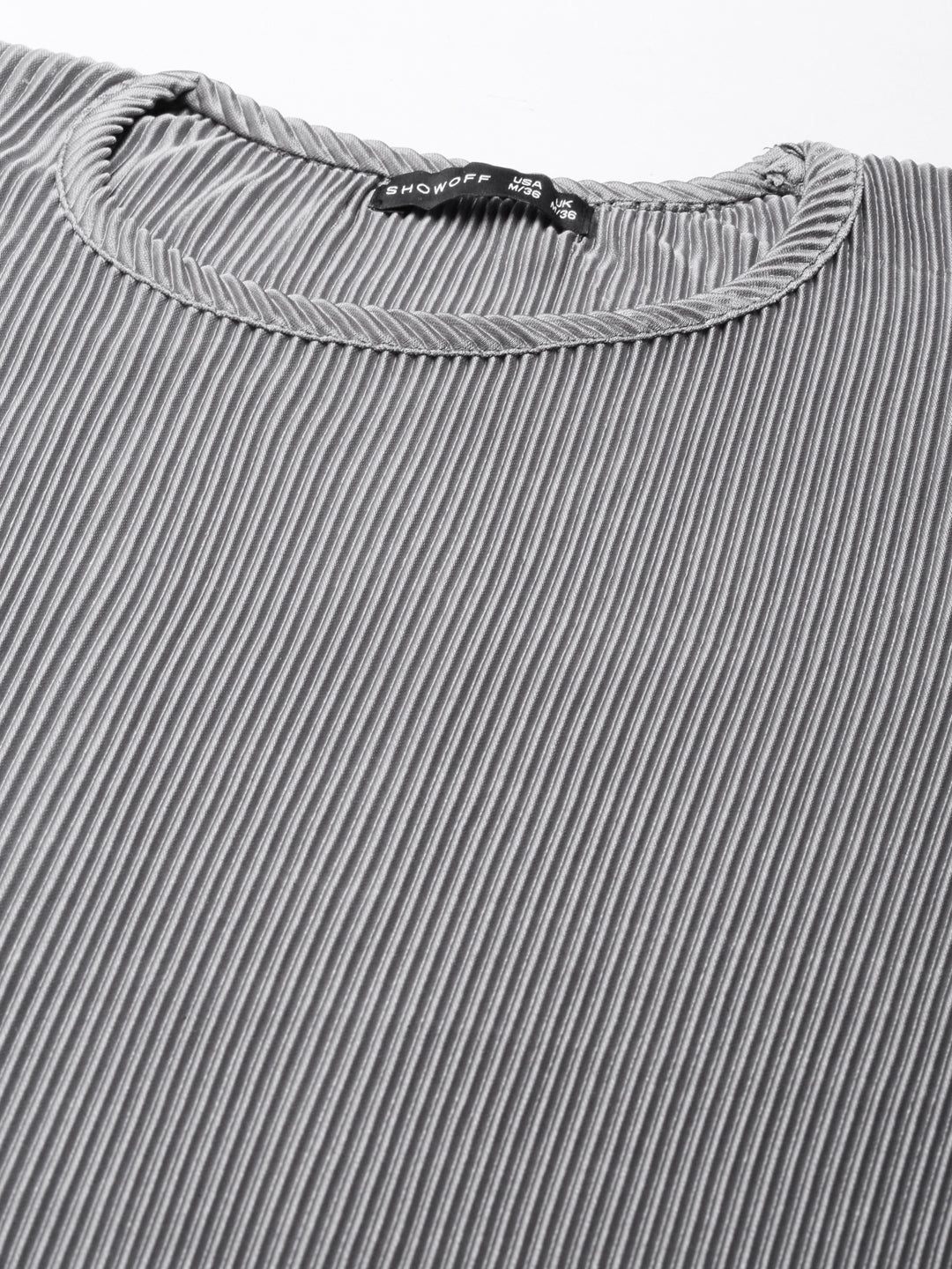 Women's Grey Self Design Satin A-Line Dress