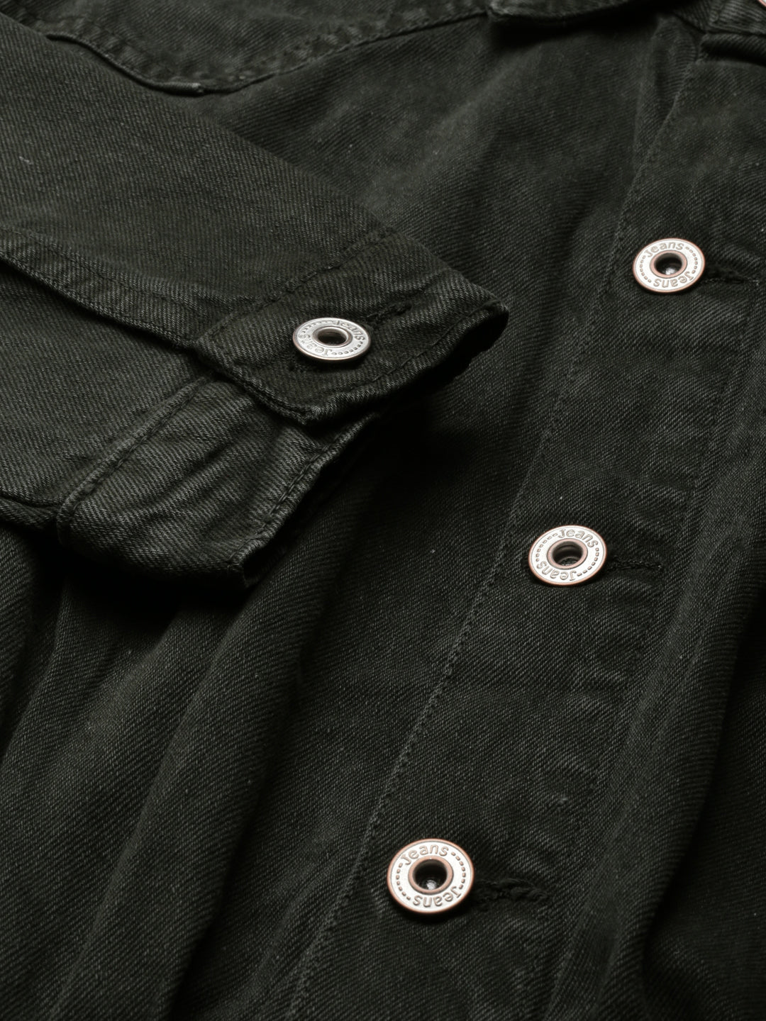 Women's Olive Shirt Collar Long Sleeves Cotton Basic Jumpsuit