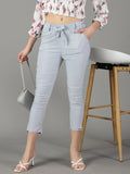 Women's Blue Relaxed Slim Fit High-Rise Trousers