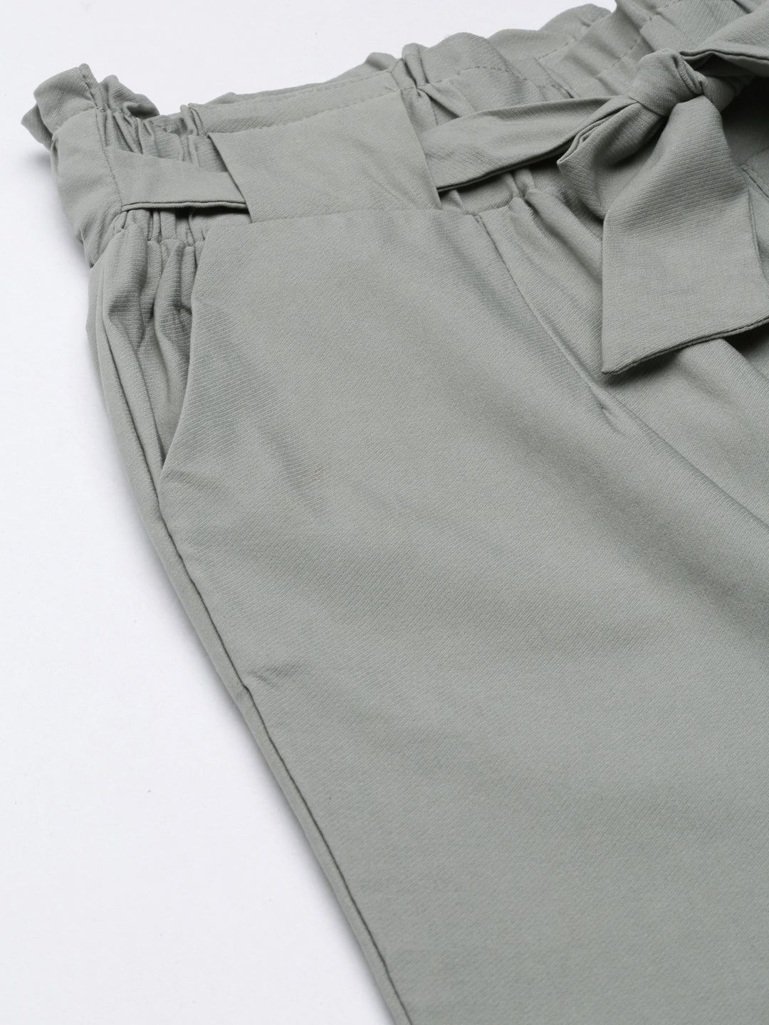 Women's Grey High-Rise Pleated Cigarette Trousers