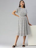 Women's Self Design A-Line White Dress