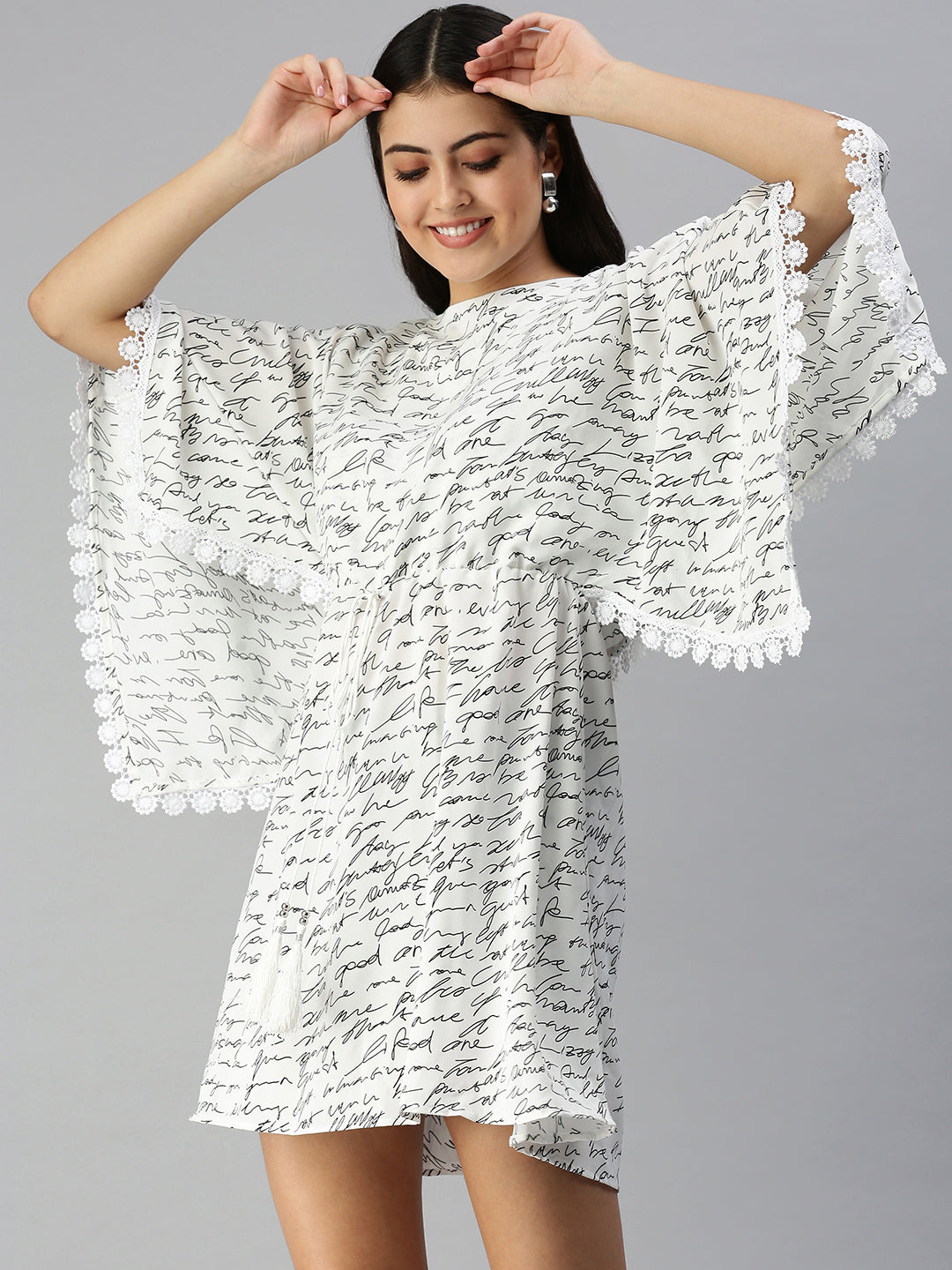 Women's White Floral A-Line Mini Dress