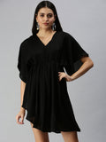 Women's Black Crepe Empire Dress
