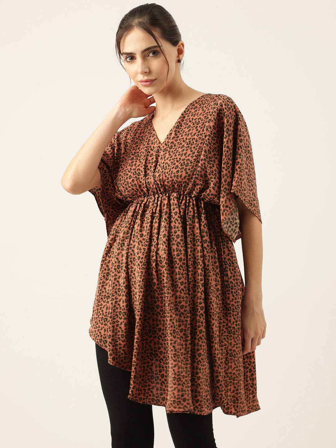 Women's Rust Animal Crepe Empire Top