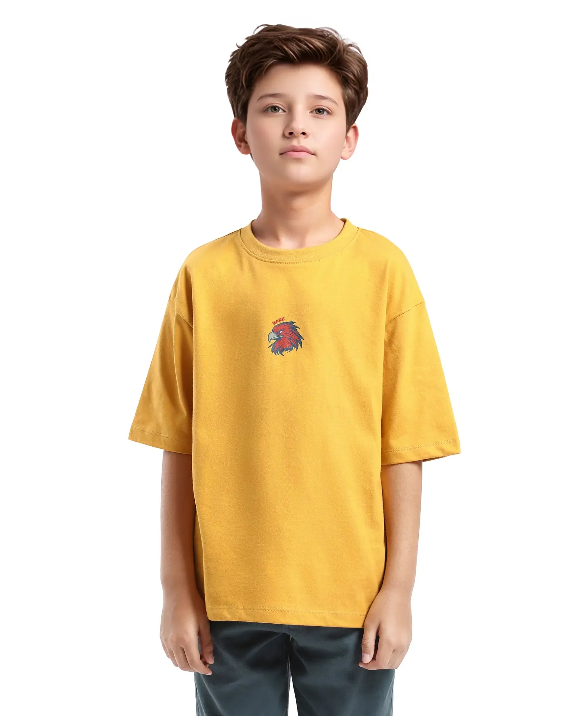 Rare Ones Kids Aerie-T Yellow Cotton Graphic Print Slip-On Oversized Fit T-Shirt