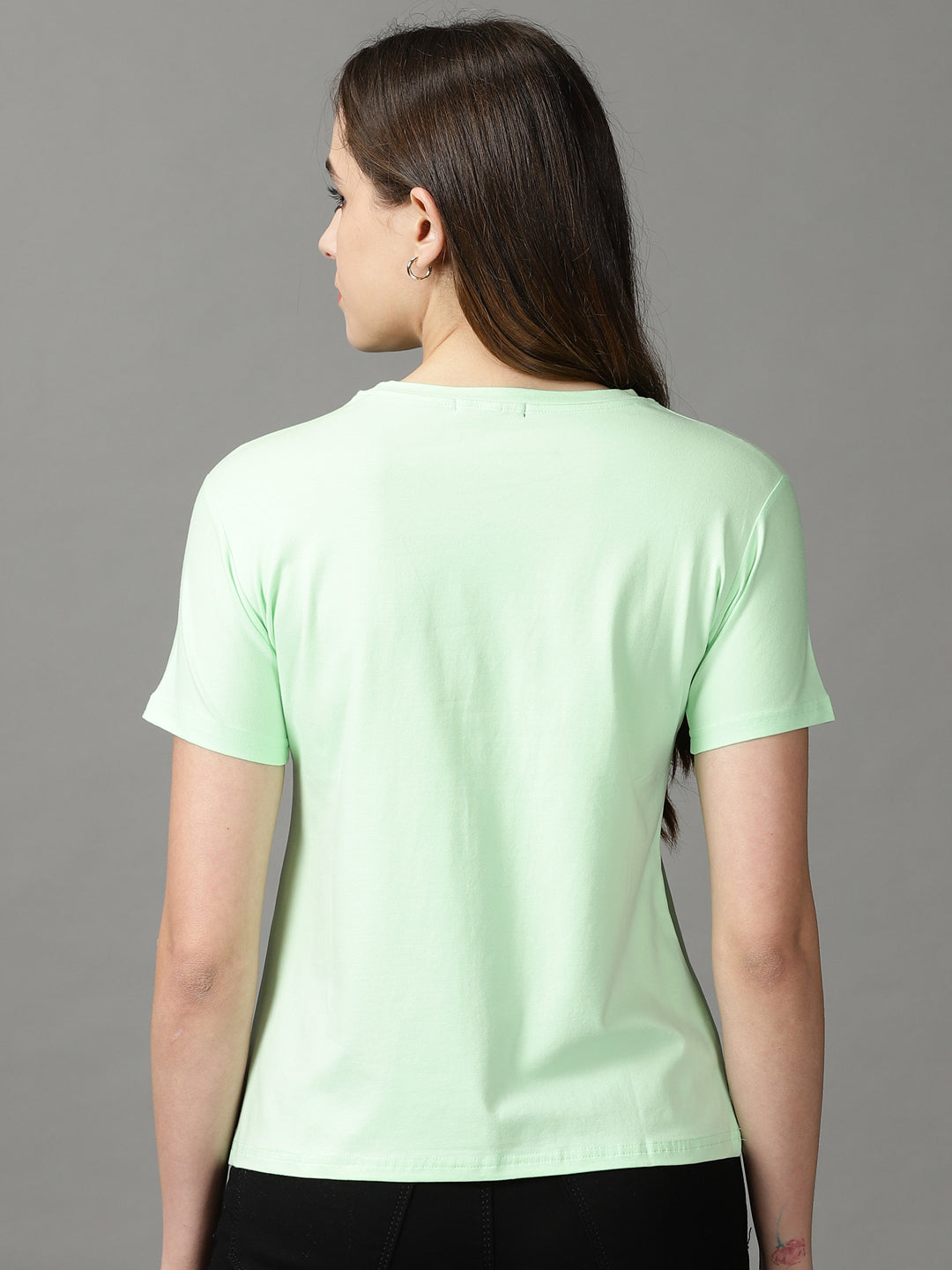 Women's Green Print Crepe Top