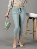 Women's Grey Relaxed Slim Fit High-Rise Cigarette Trousers