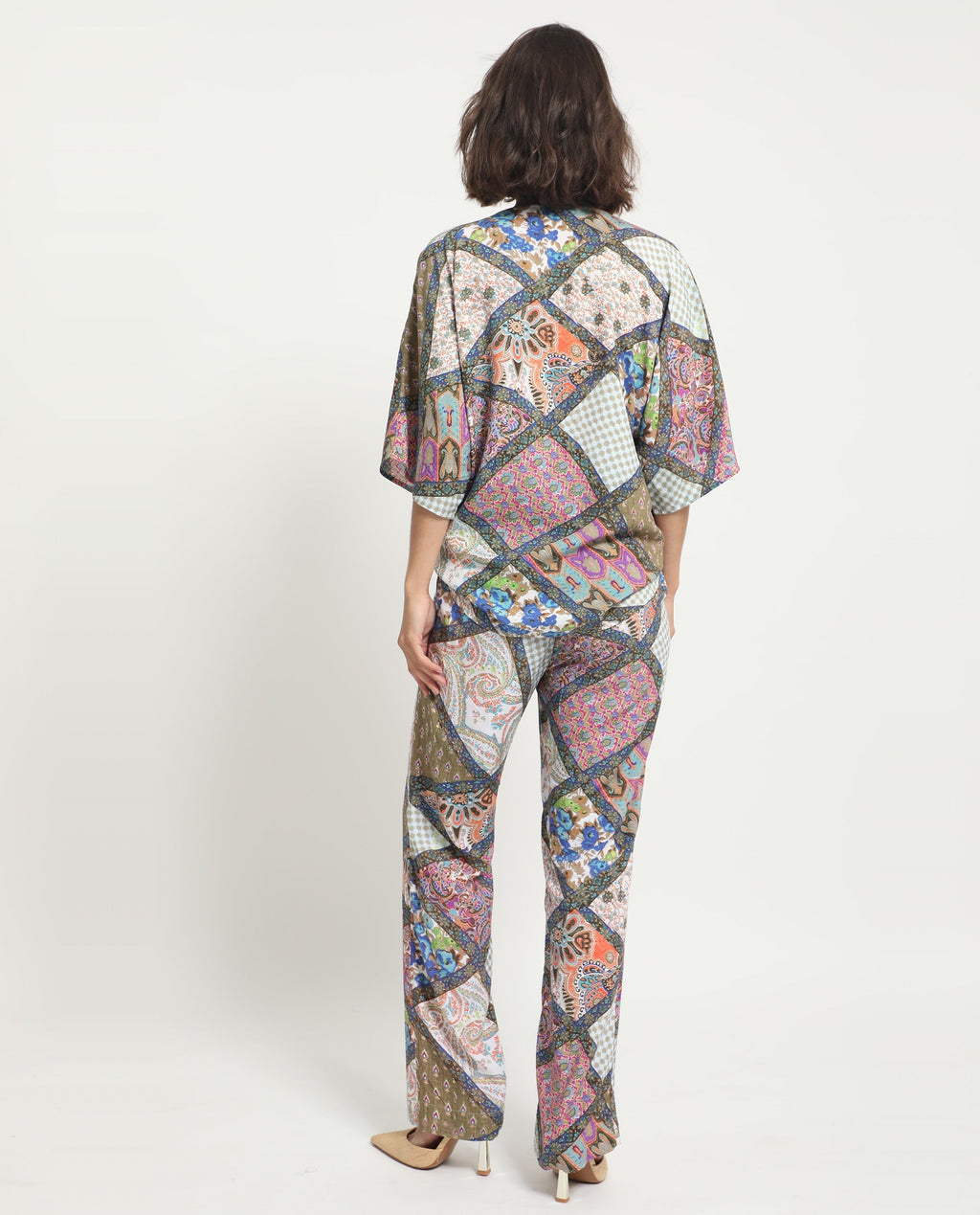 Rareism Women's Allan Multi Viscose Abstract Print Ankle Length Tailored Trouser