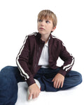 Rare Ones Kids Amni Brown Polyester Blend Zipper Closure High Neck Jacquard Full Sleeves Regular Fit Jacket