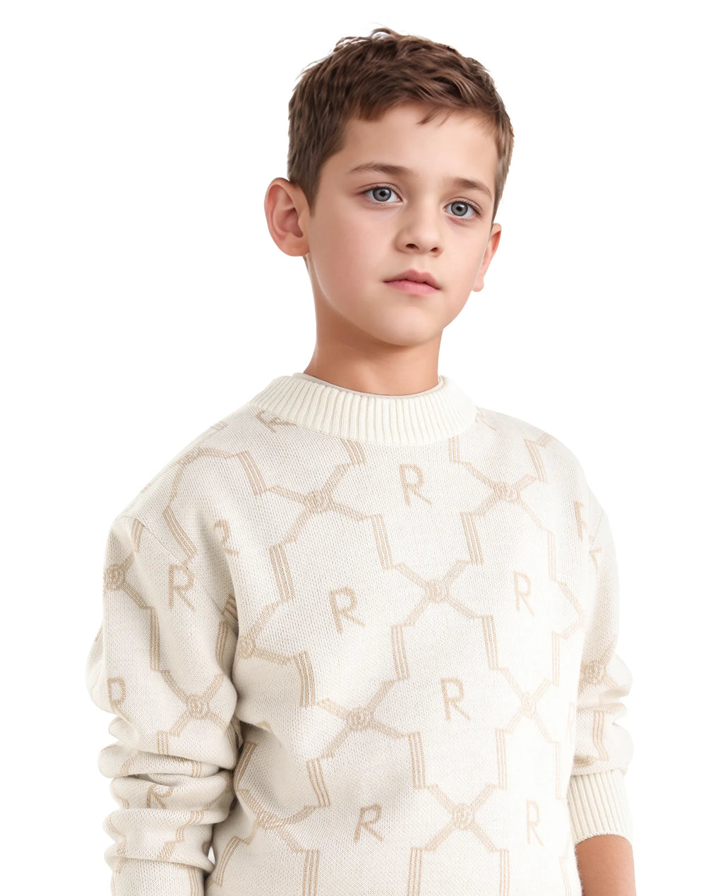 Rare Ones Kids Apao Off White Acrylic Slip-On Closure Relaxed Fit Sweater