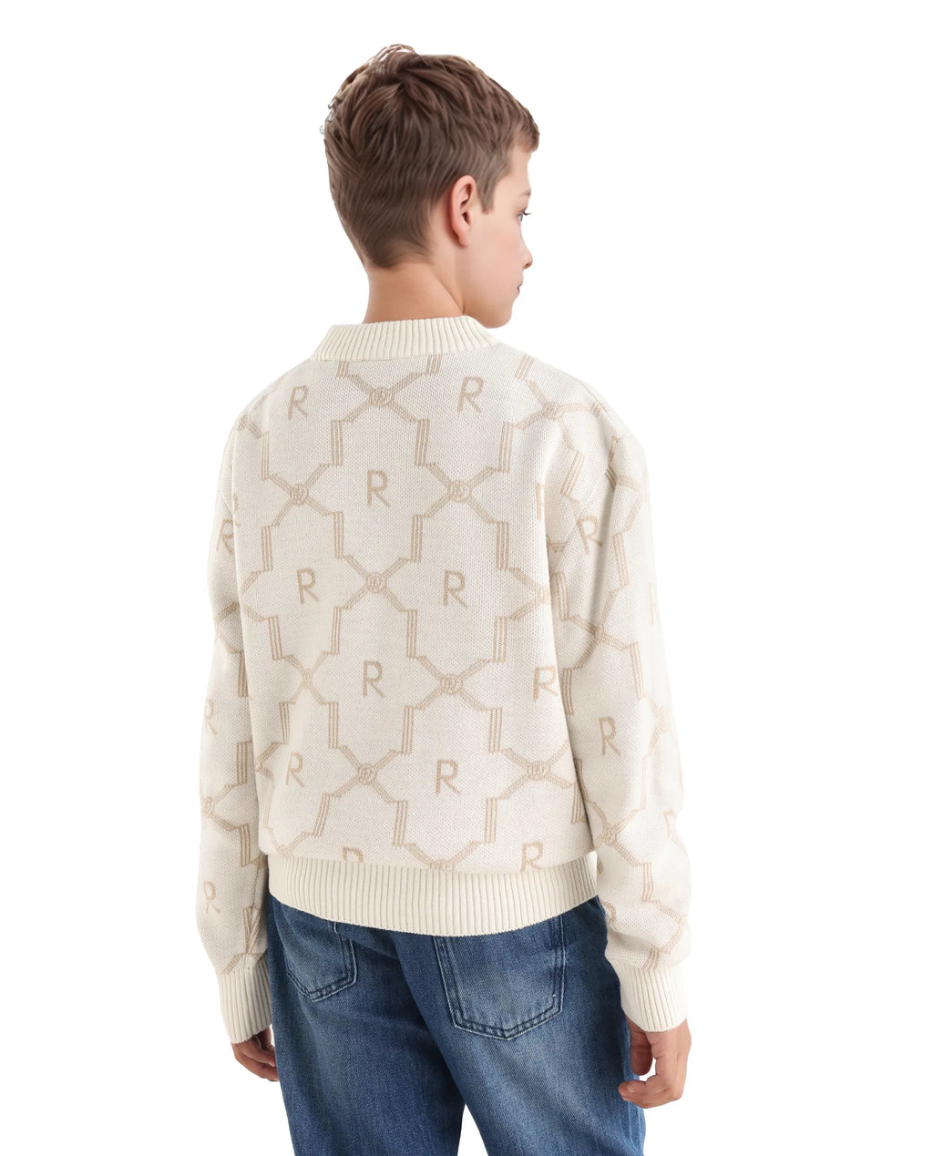 Rare Ones Kids Apao Off White Acrylic Slip-On Closure Relaxed Fit Sweater