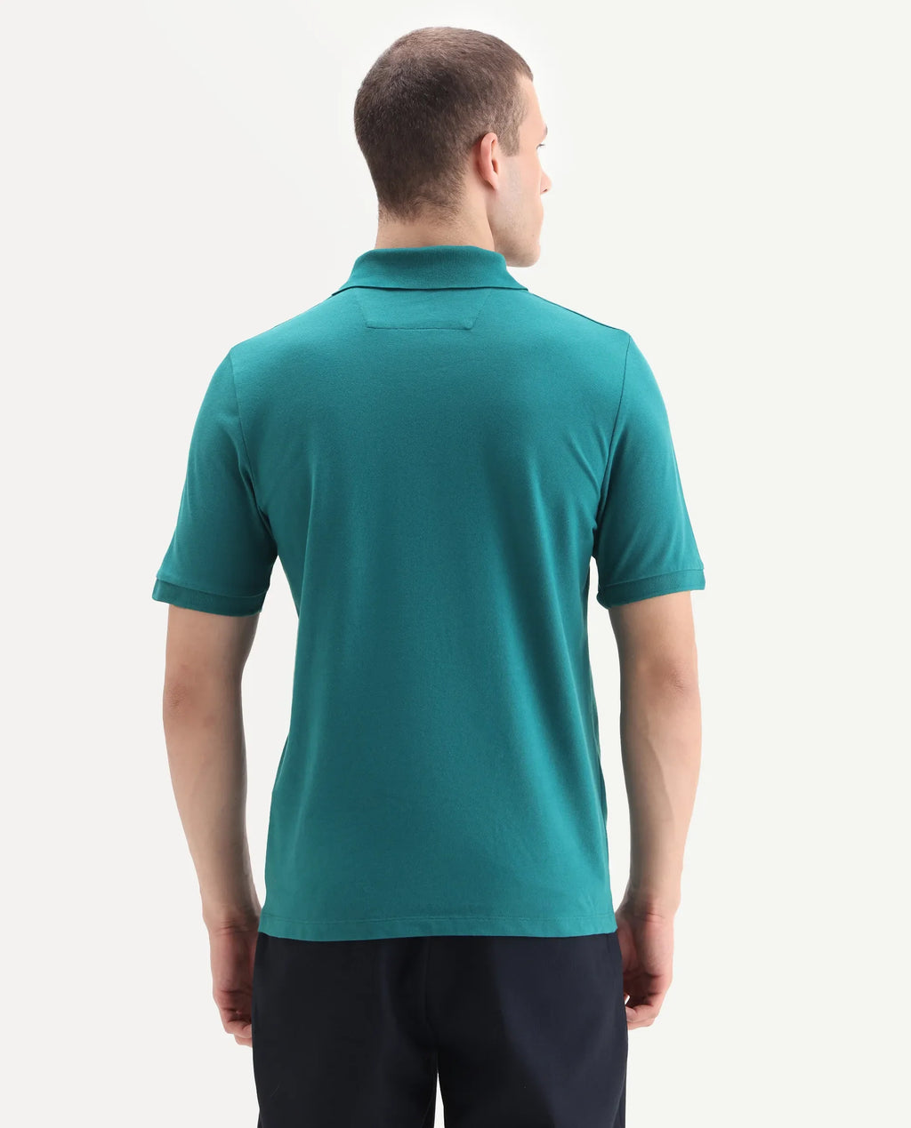 Rare Rabbit Men's Arko Green Cotton Plain Regular Fit Half Sleeve Polo