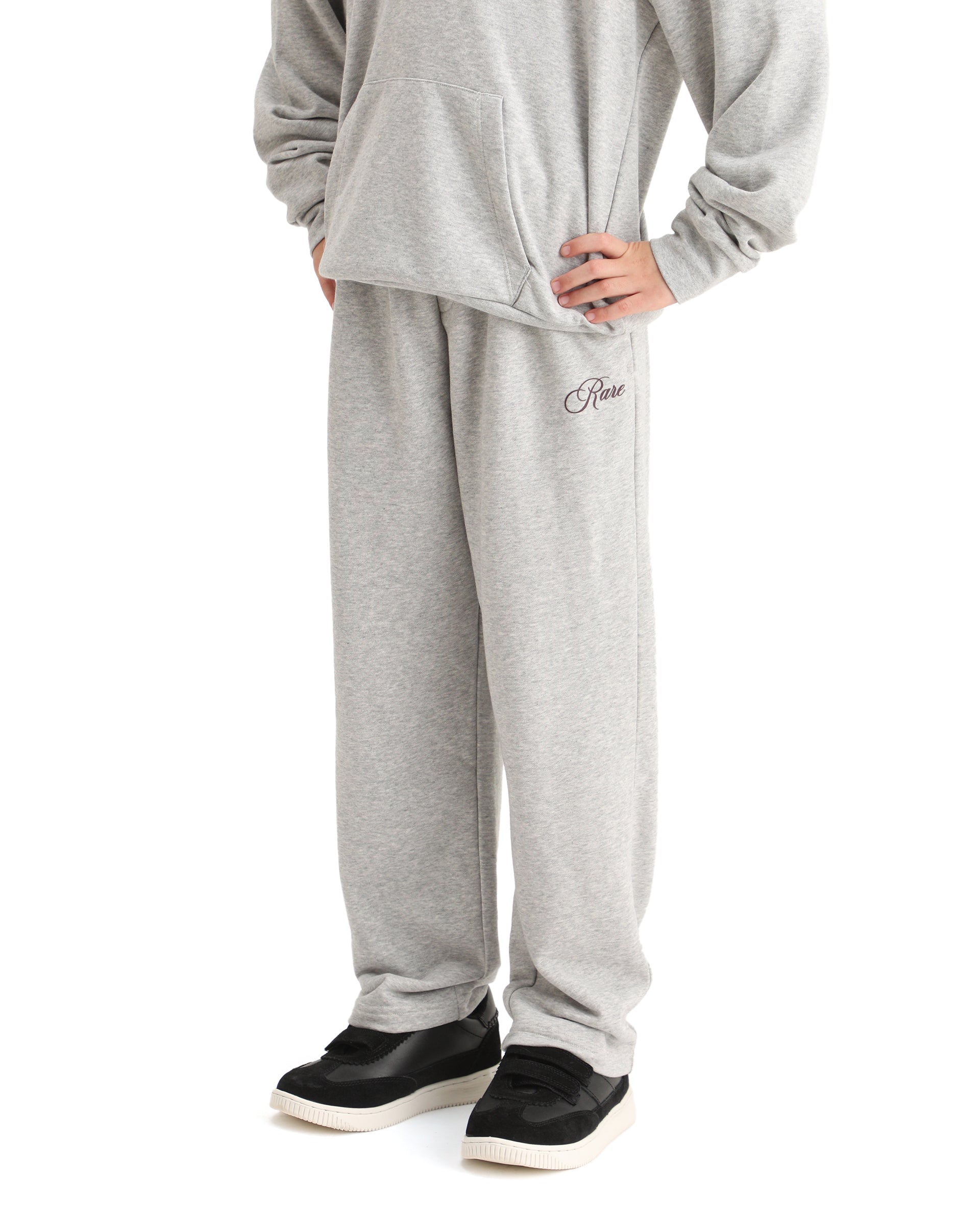 Rare Ones Kids Arno-B Melange Grey Cotton Blend Drawstring Closure Regular Fit Trackpant