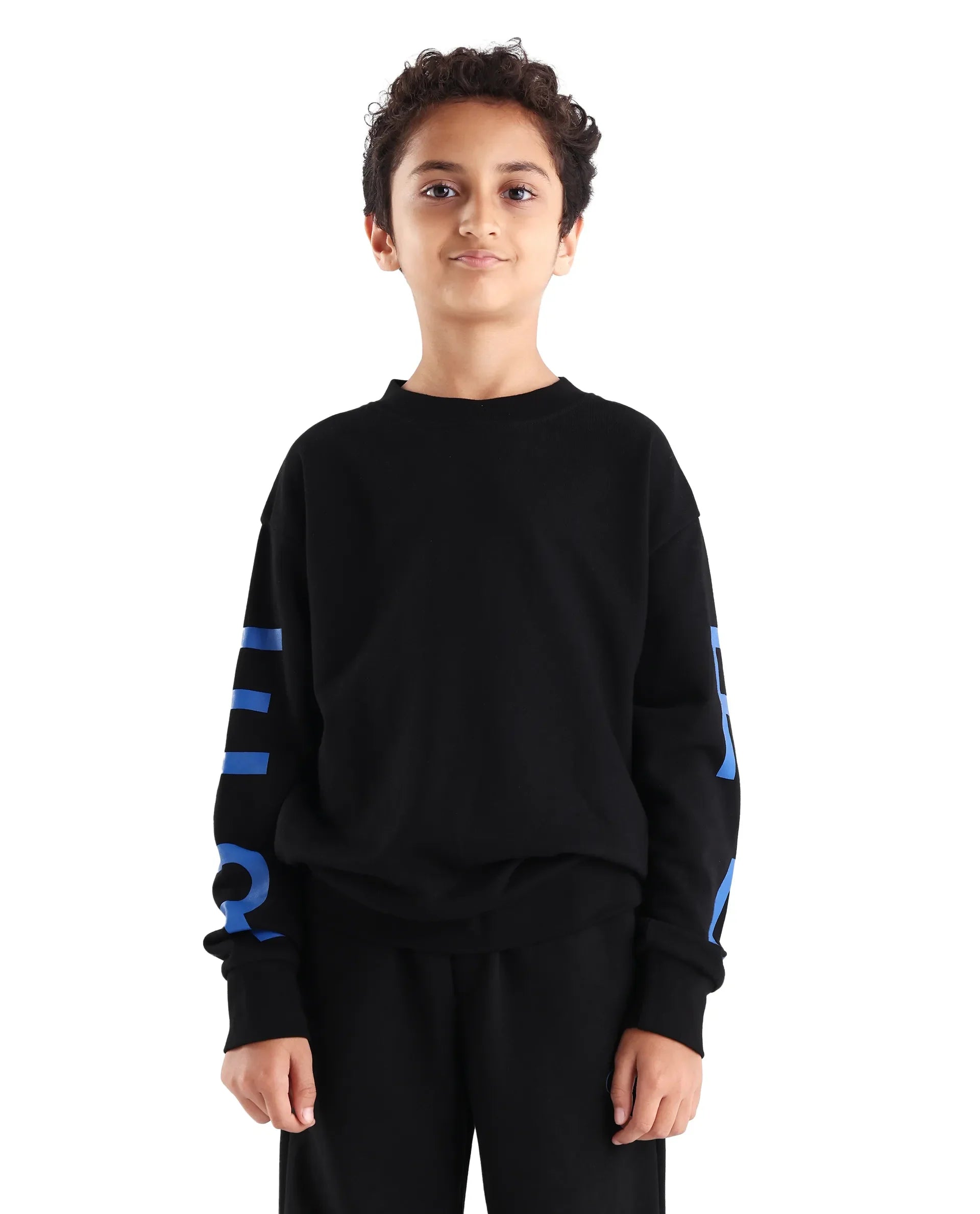 Rare Ones Kids Draw Black Cotton Pull On Crew Neck Full Sleeves Fit Sweatshirt