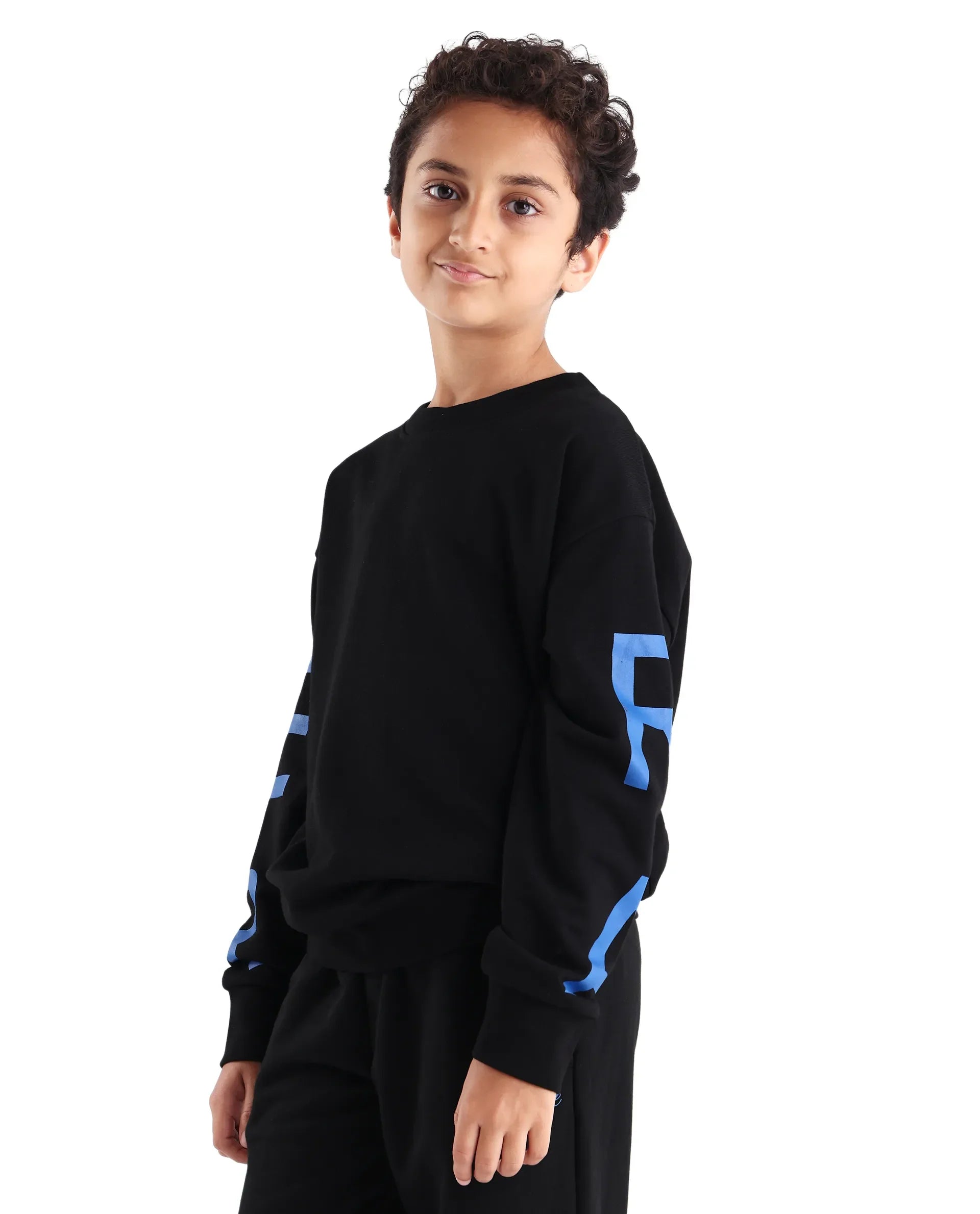 Rare Ones Kids Draw Black Cotton Pull On Crew Neck Full Sleeves Fit Sweatshirt