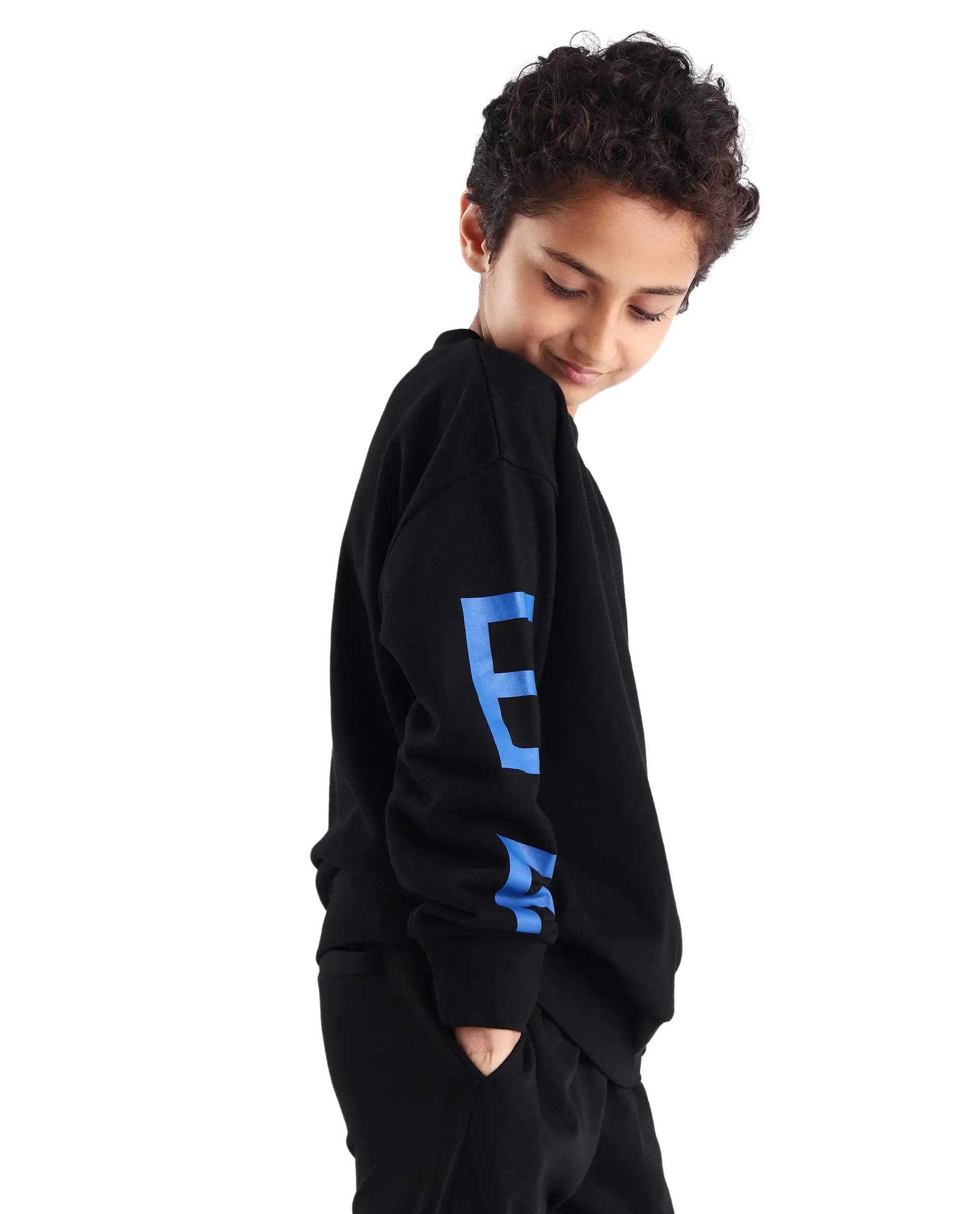 Rare Ones Kids Draw Black Cotton Pull On Crew Neck Full Sleeves Fit Sweatshirt