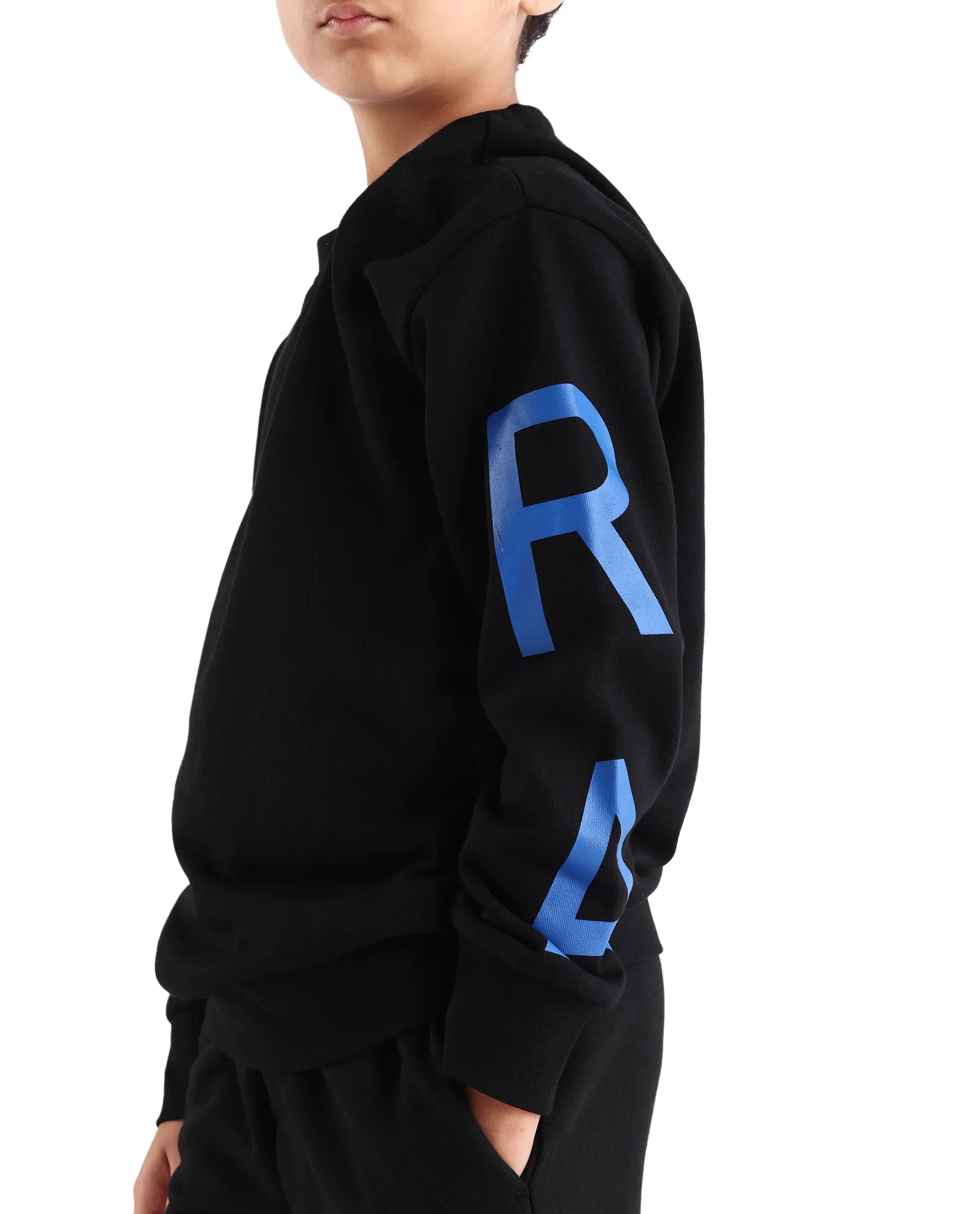 Rare Ones Kids Draw Black Cotton Pull On Crew Neck Full Sleeves Fit Sweatshirt