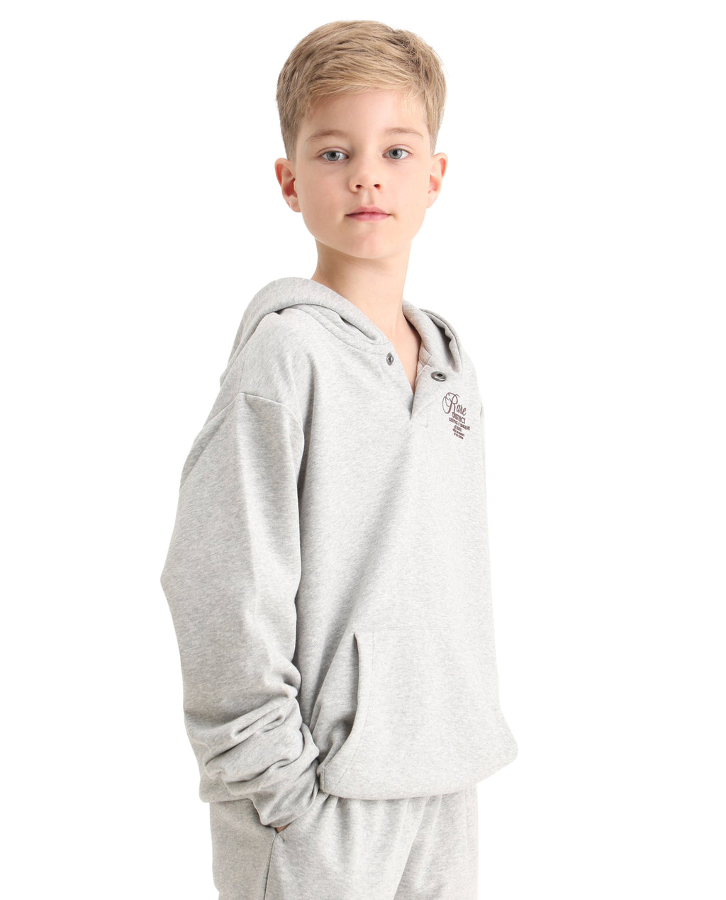 Rare Ones Kids Arno Melange Grey Cotton Blend Hd Print Oversized Sweatshirt