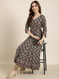 Women's Anarkali Black Ethnic Motifs Kurta