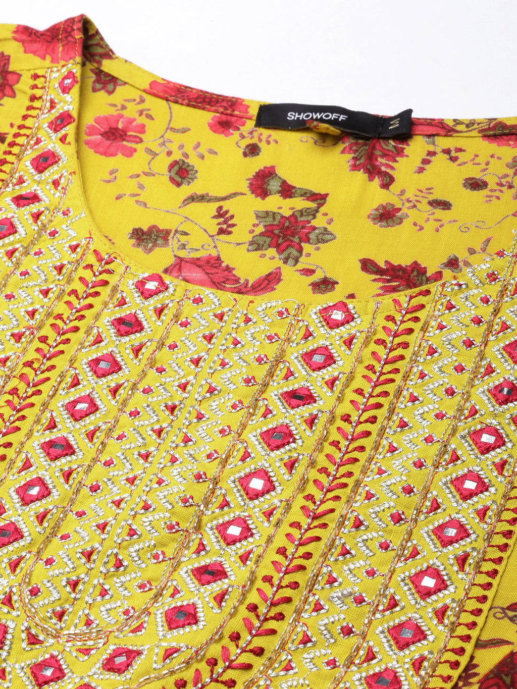 Women's Anarkali Yellow Floral Kurta