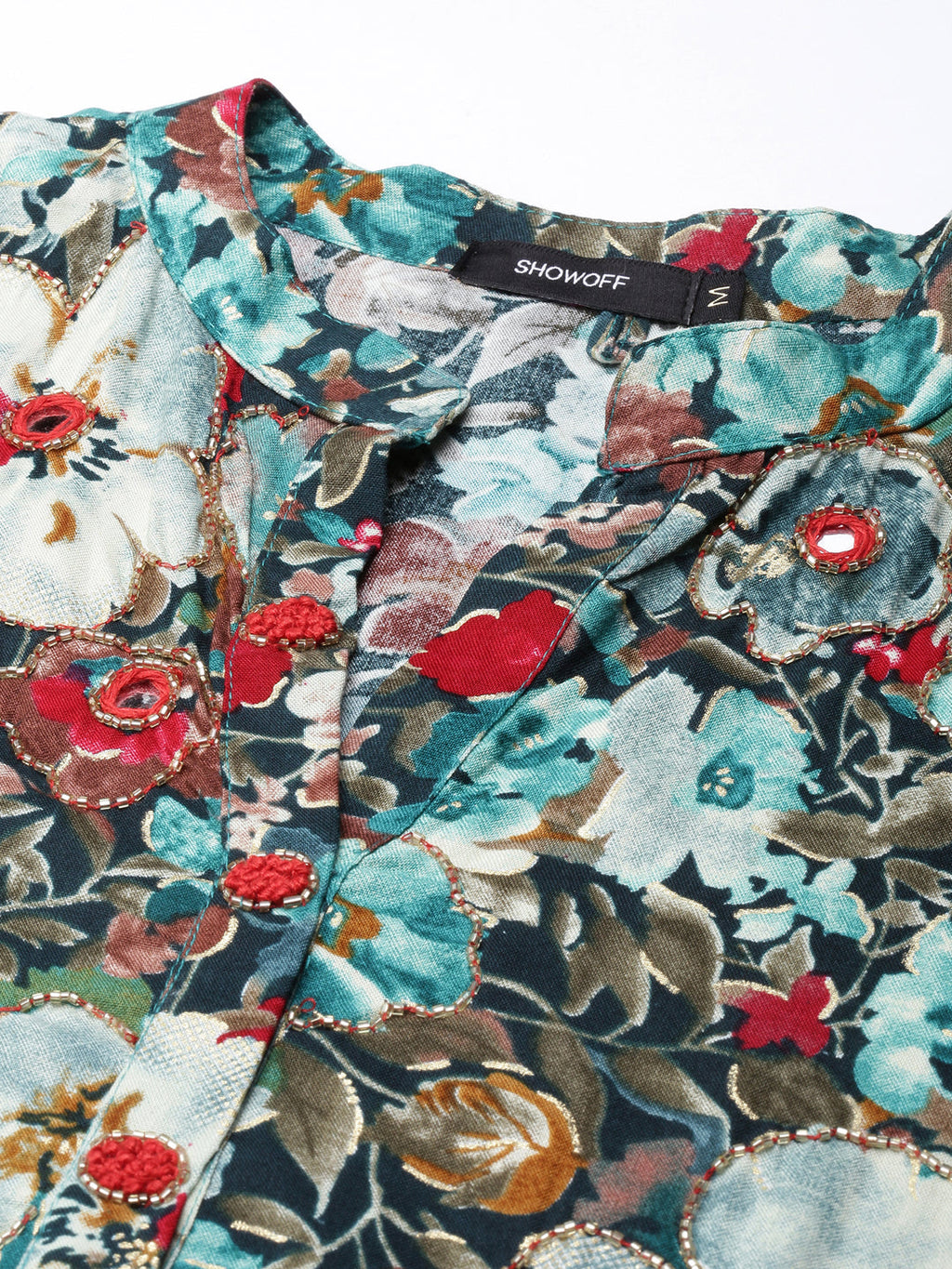 Women's Anarkali Floral Teal Kurta