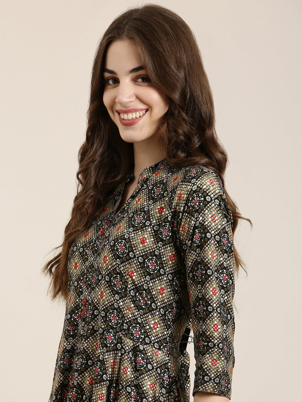 Women's Black Printed Anarkali Kurta