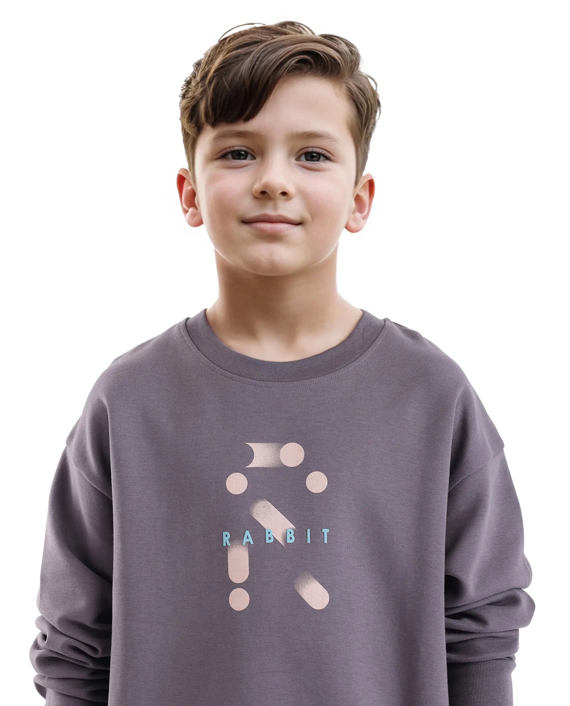 Rare Ones Kids Azen Dark Grey Cotton Poly Full Sleeve Discharge With Hd Sweatshirt