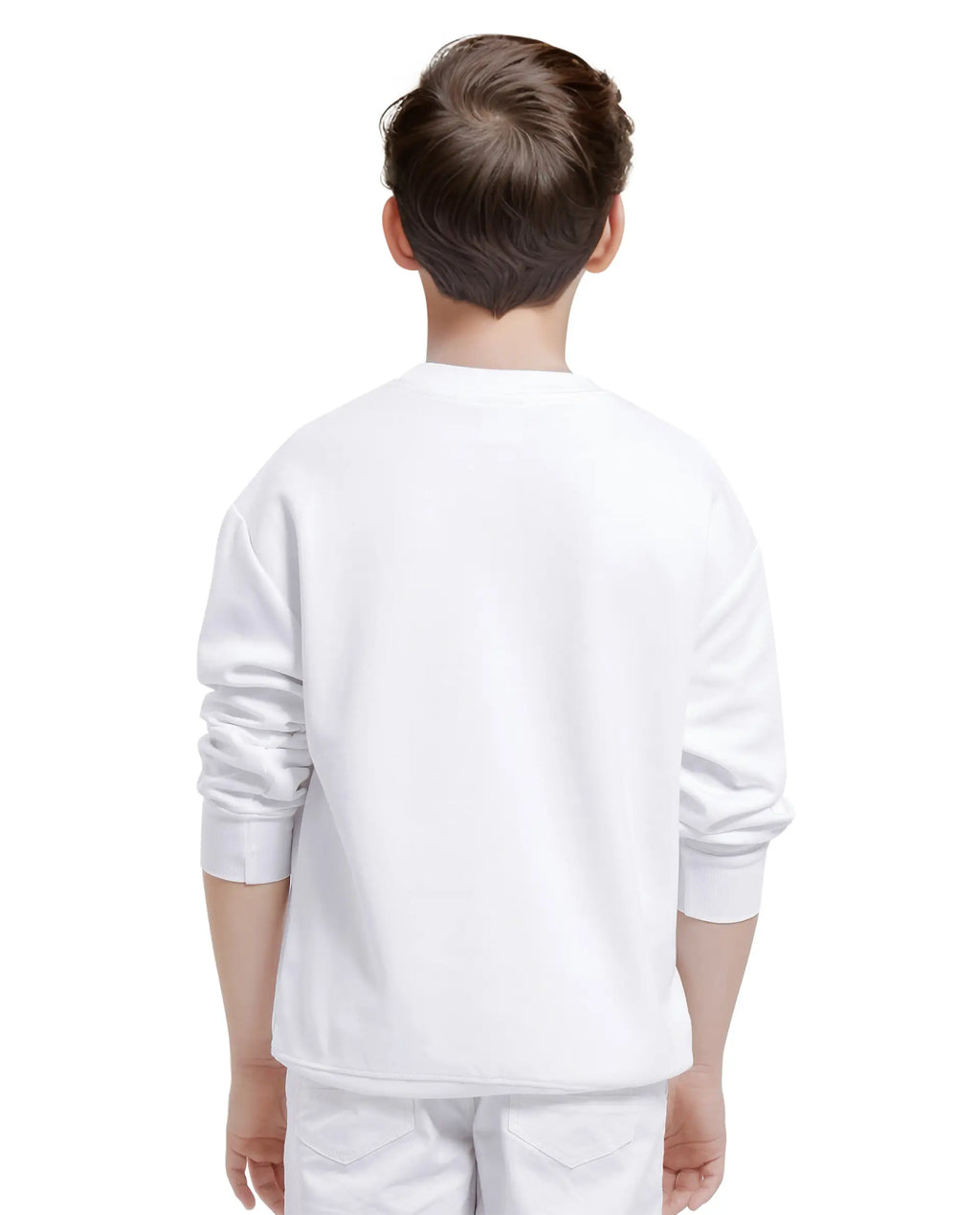Rare Ones Kids Azen White Cotton Full Sleeve Crew Neck Discharge With Hd Logo Print Sweatshirt
