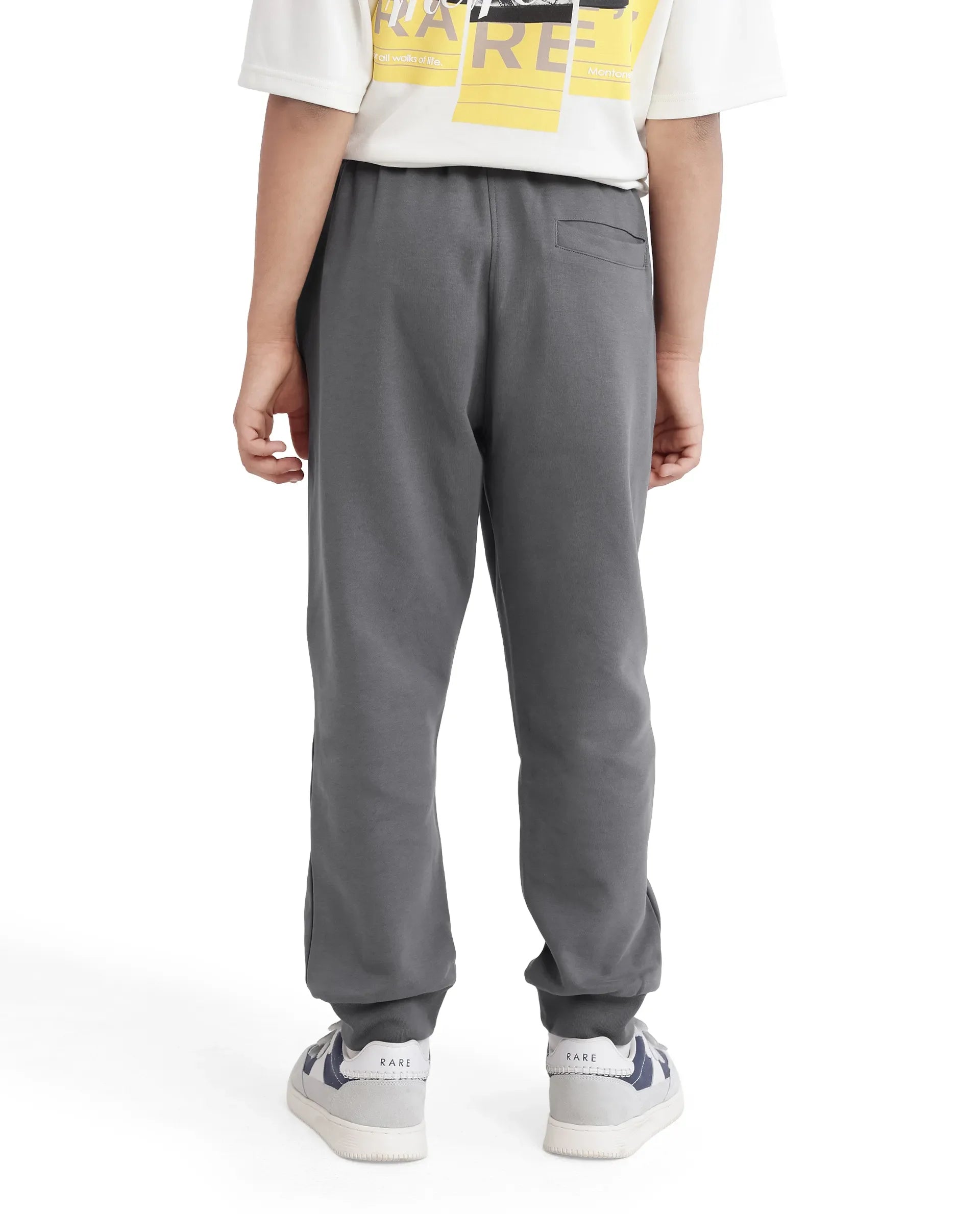 Rare Ones Kids Azeo Dark Grey Cotton Poly Applique Trackpant