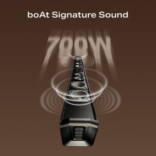 boAt Aavante Prime 5.1 7050D | 700W 5.1 Channel Soundbar with Dolby Audio, Wireless Subwoofer, Rear Satellites & Signature Sound